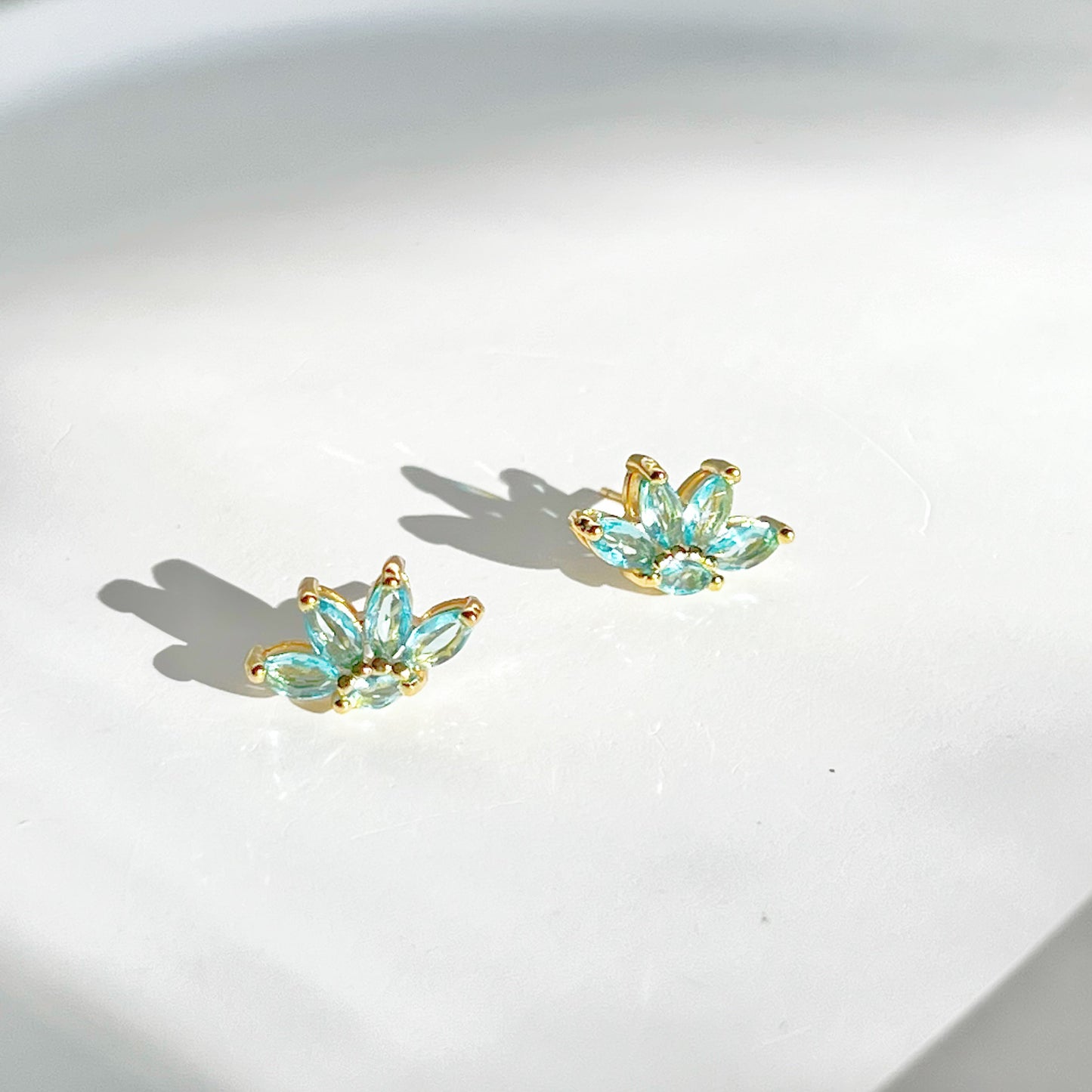 Blue Marquise Zircon Stud Earrings-Ninaouity