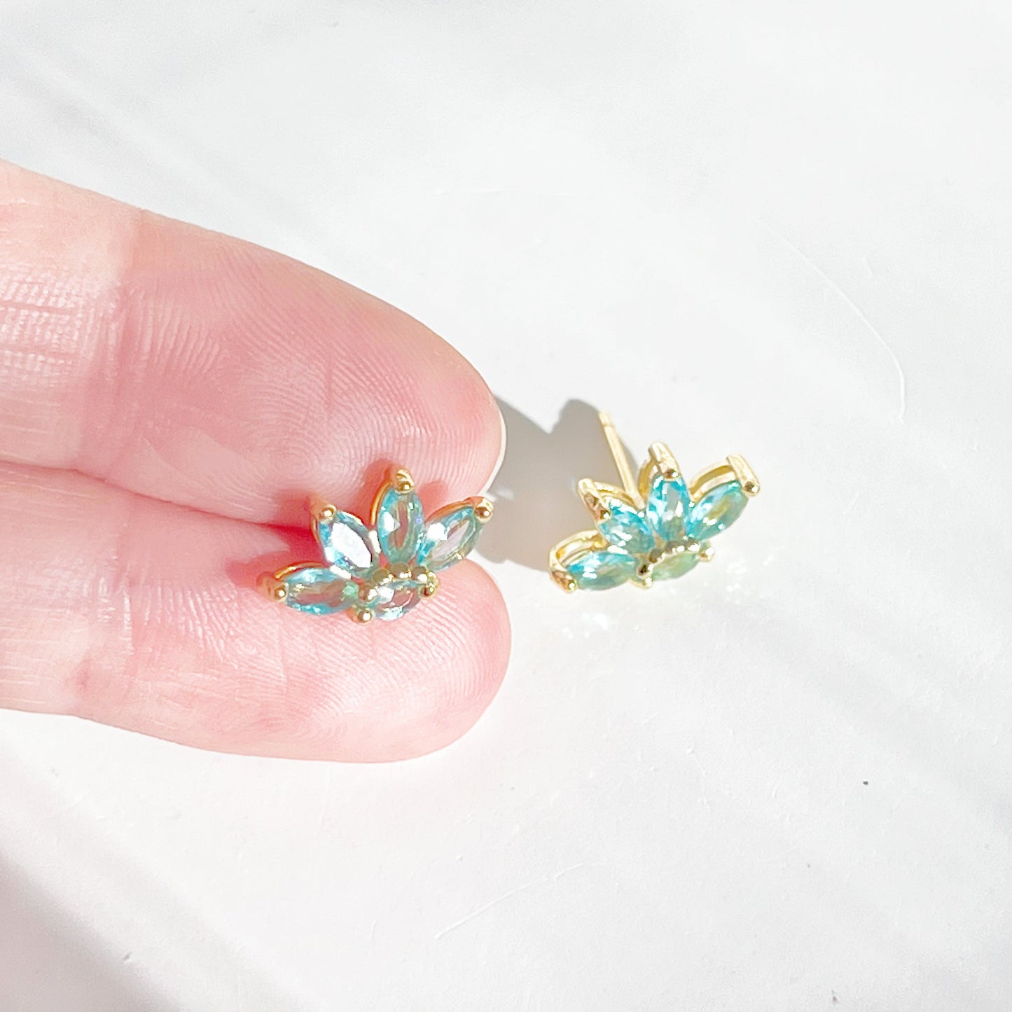 Blue Marquise Zircon Stud Earrings-Ninaouity