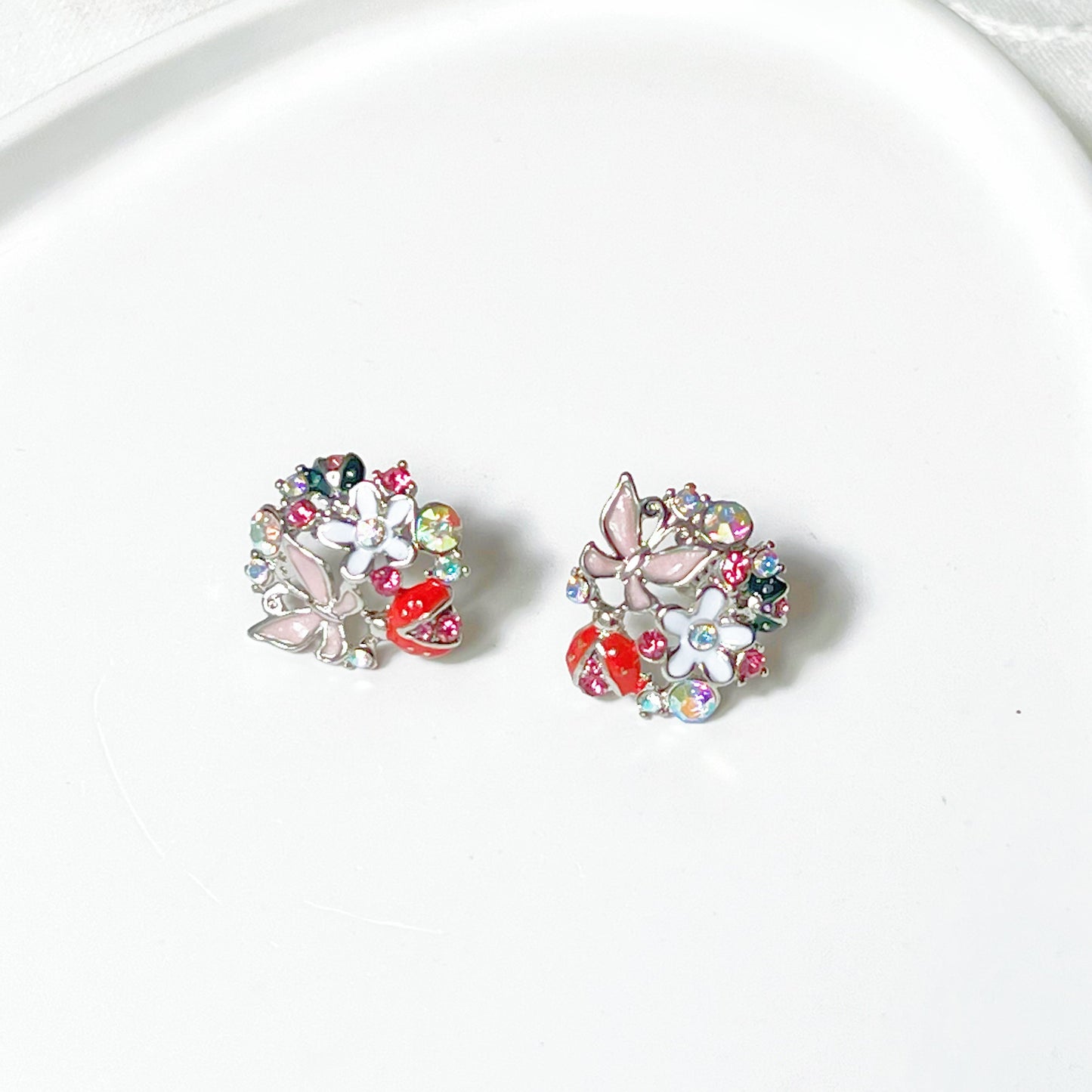 Butterfly and Ladybird on Flowers Earrings-Ninaouity