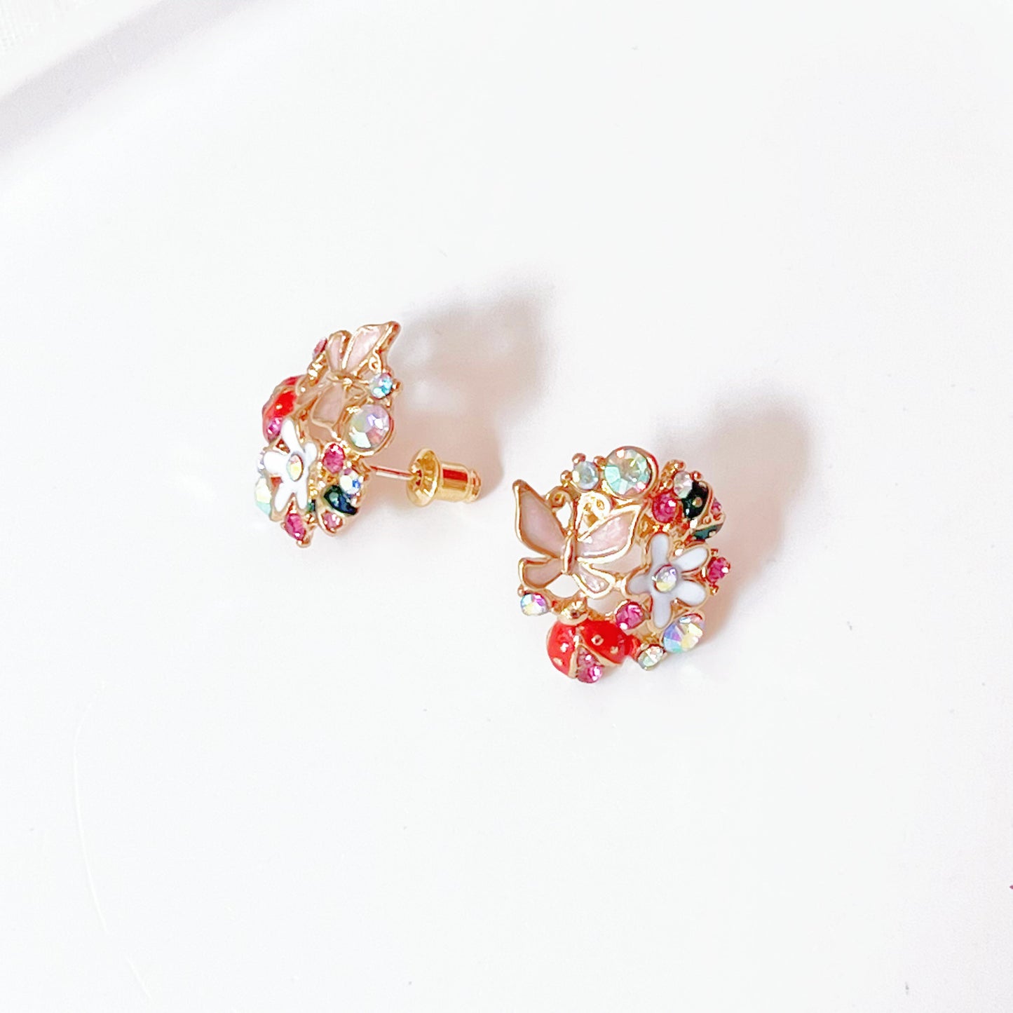 Butterfly and Ladybird on Flowers Earrings-Ninaouity