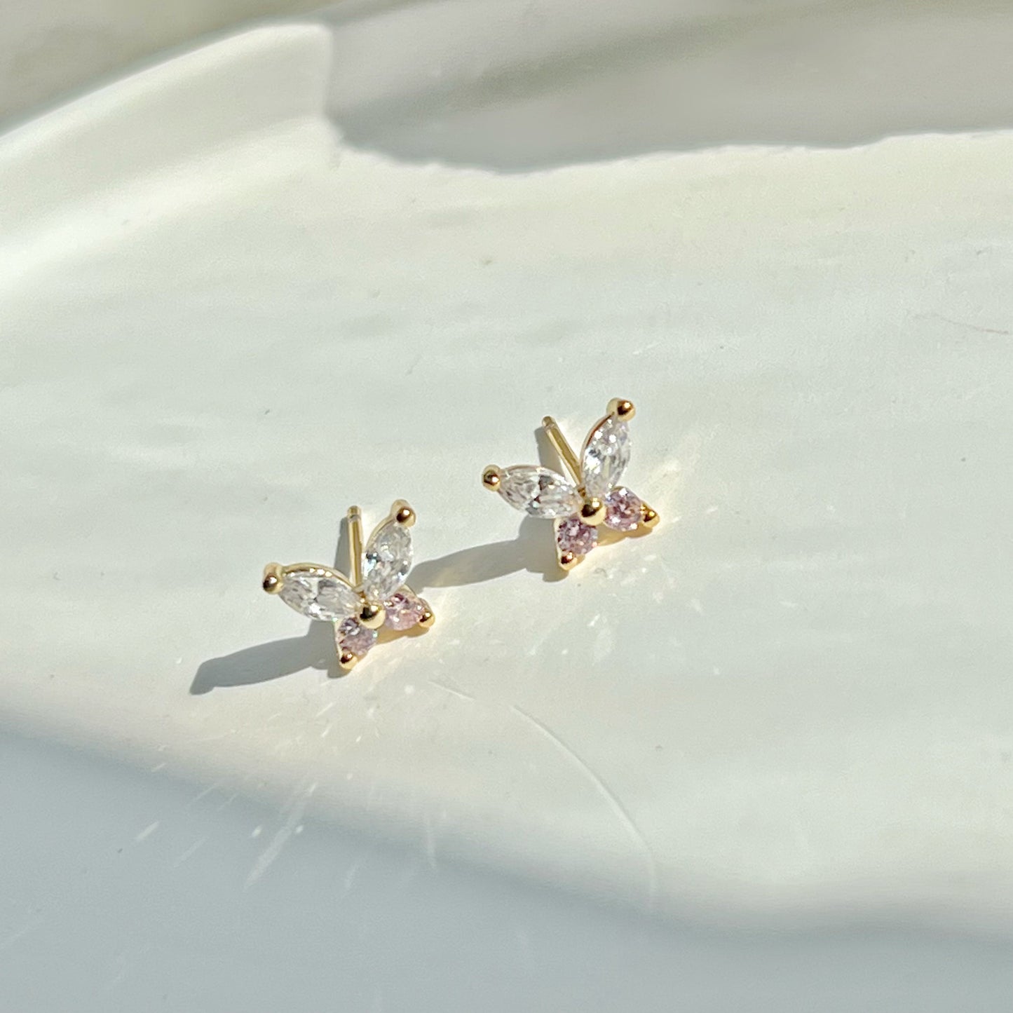 Butterfly Zircon Gold Stud Earrings-Ninaouity