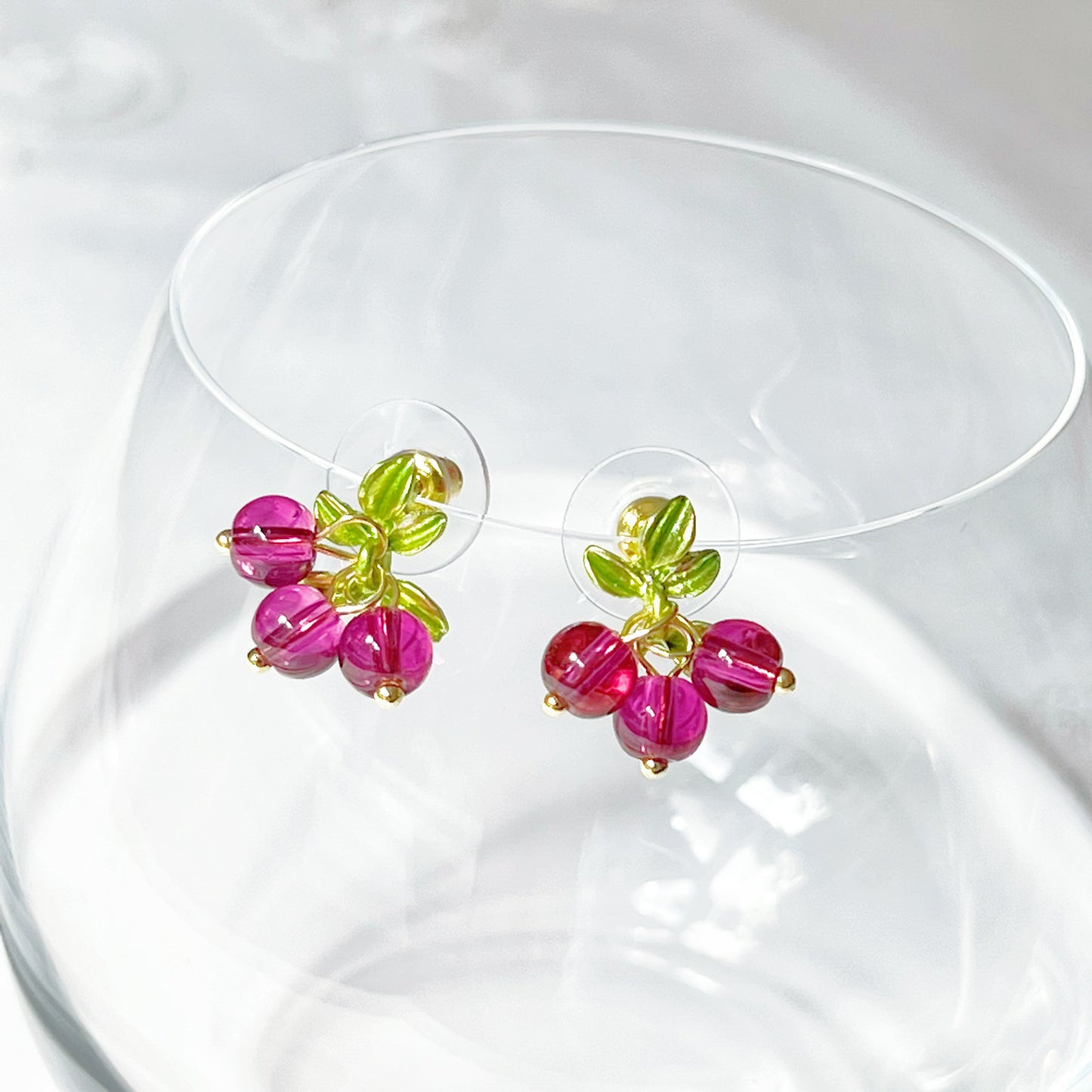 Cranberry with Leaves Plant Earrings-Ninaouity