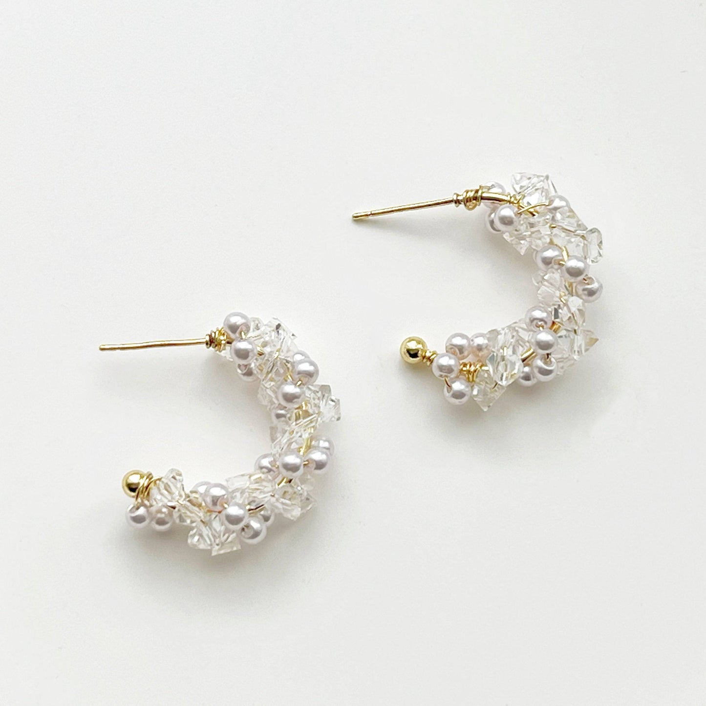 Crystal Beaded Hoop Earrings-Ninaouity