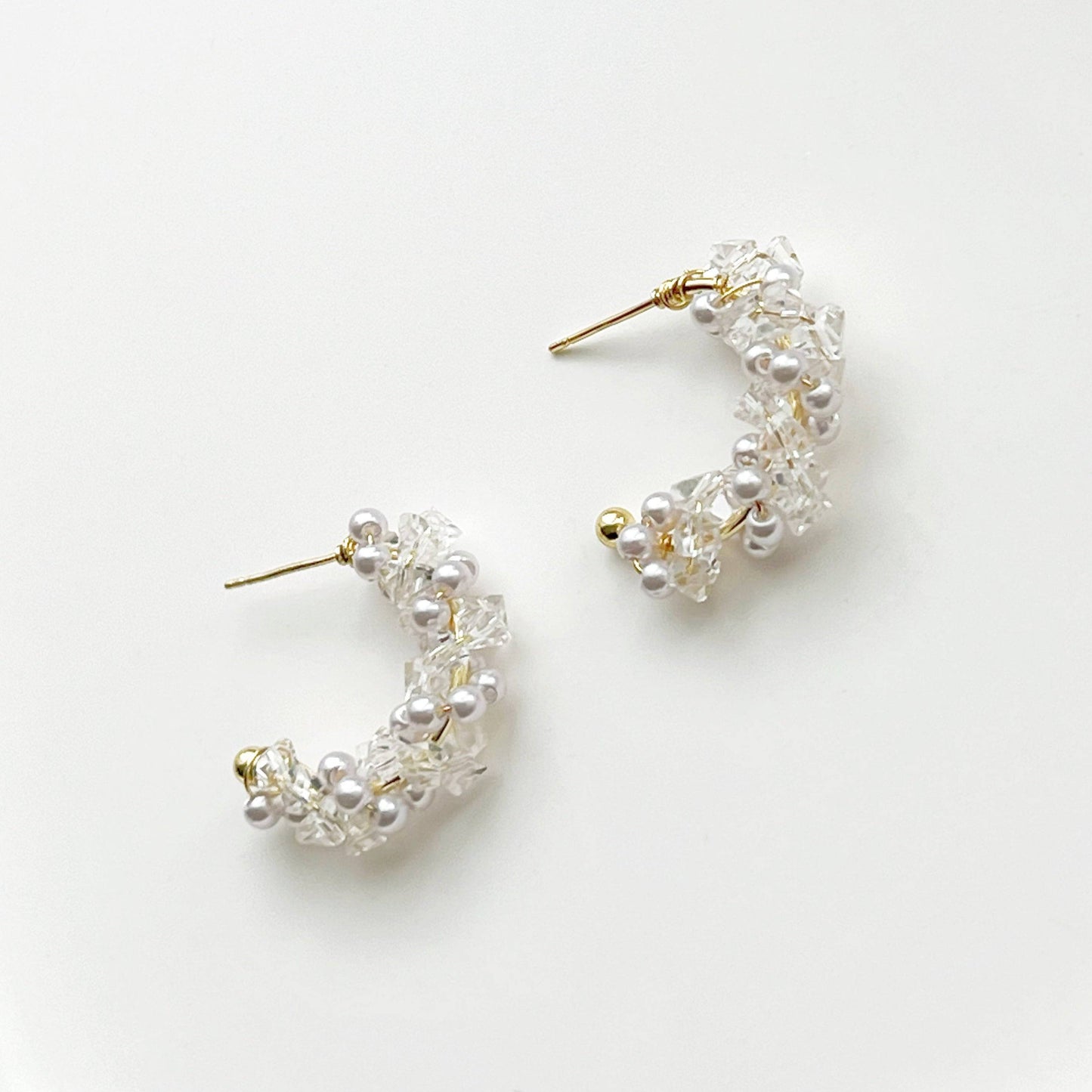 Crystal Beaded Hoop Earrings-Ninaouity