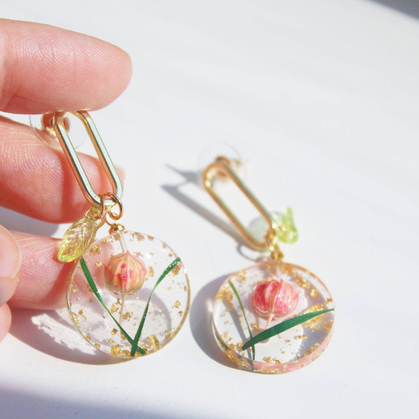Dried Flower Earrings - Statement Dangle and Drop Earrings-Ninaouity