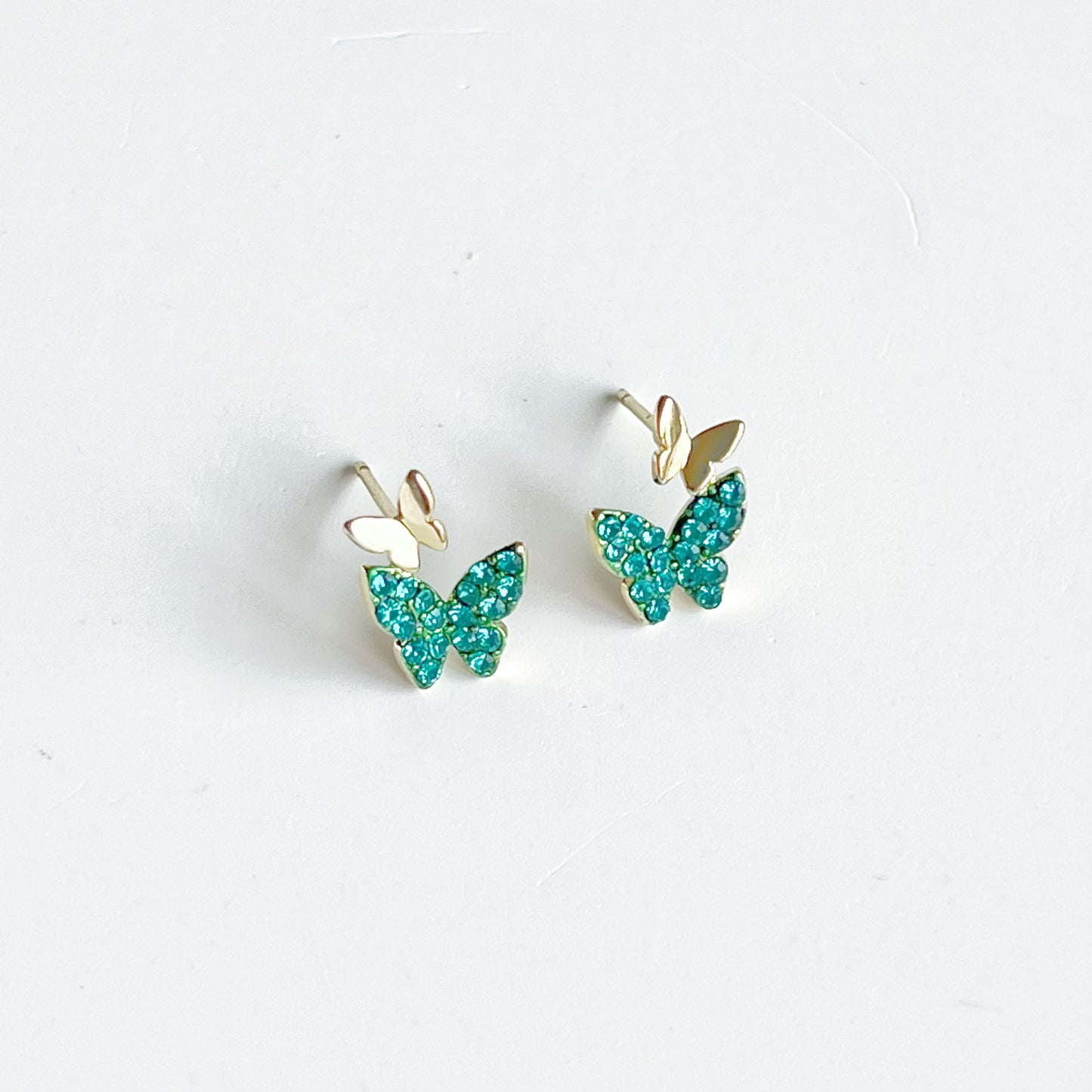 Emerald Green Crystal Butterflies Earrings-Ninaouity