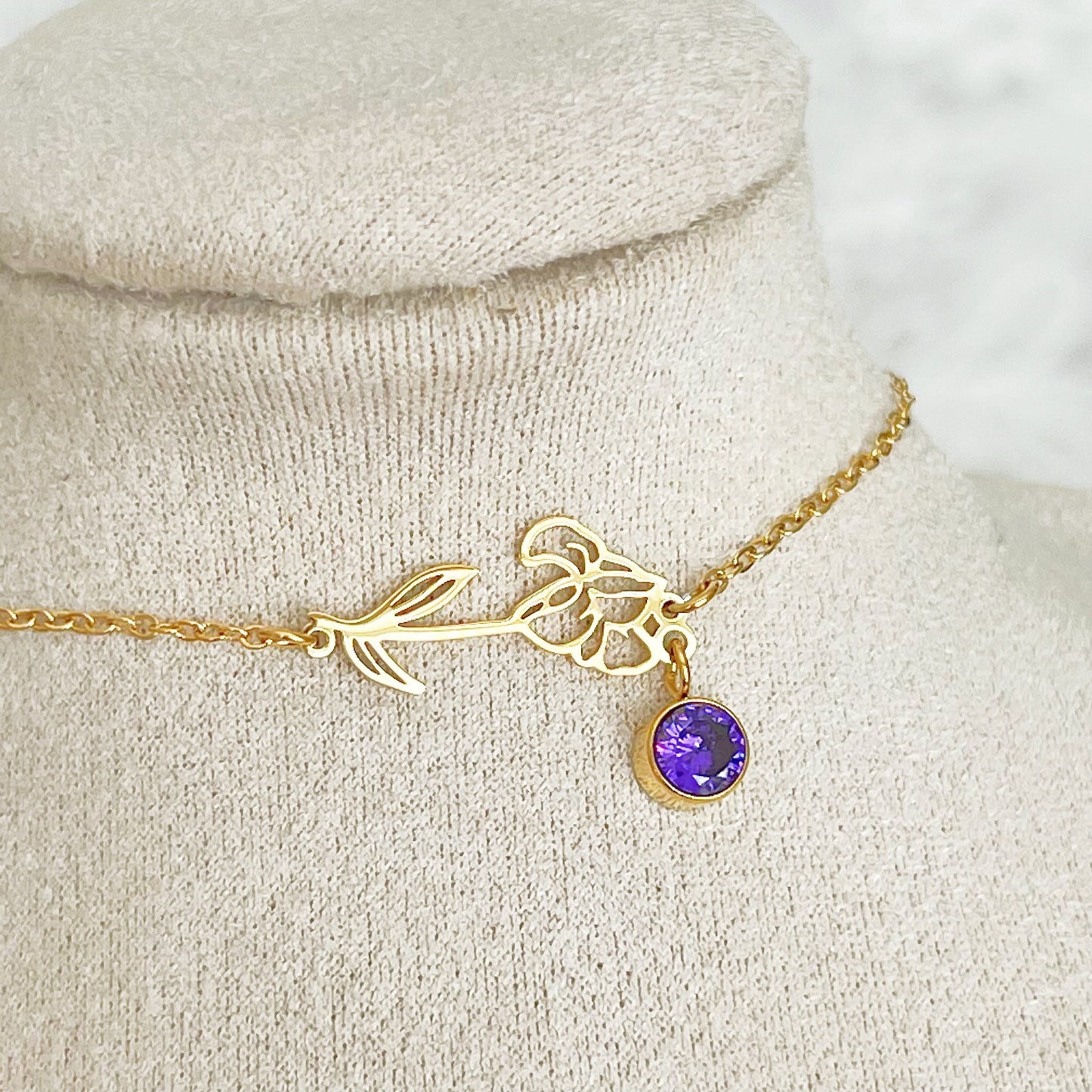 February Birth Flower Iris Bracelet-Ninaouity