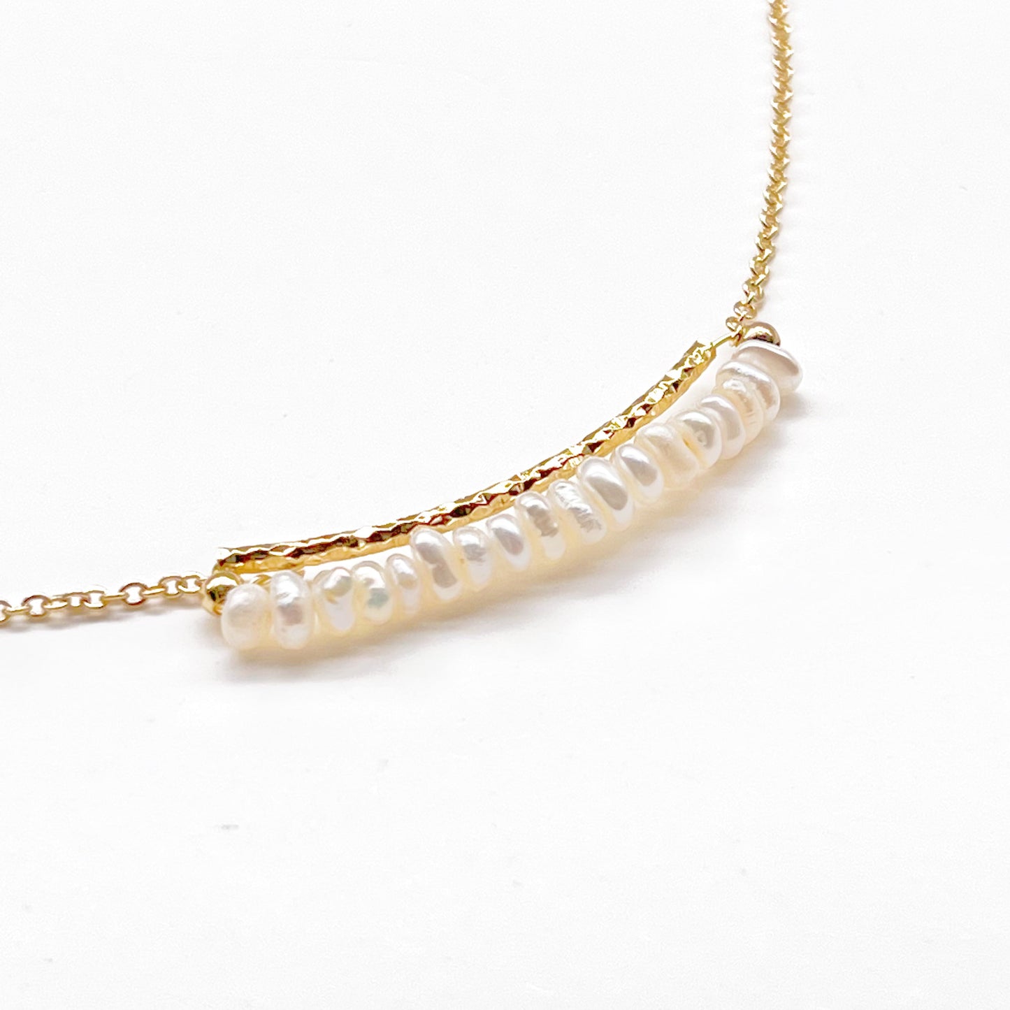Freshwater Pearl Gold Bar Necklace-Ninaouity