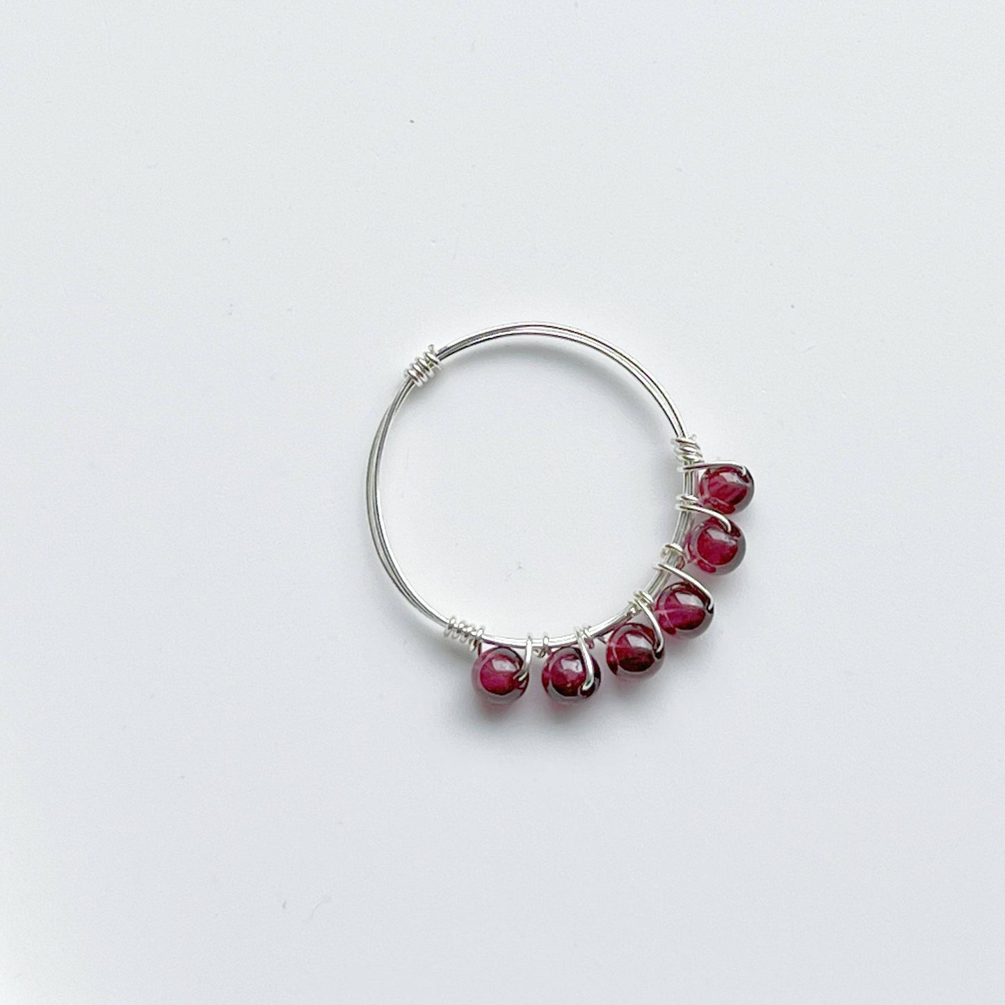 Garnet Beads Ring - Red Gemstone Adjustable Ring - January Birthstone-Ninaouity