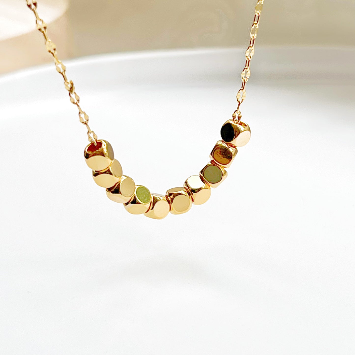 Gold Beans in Chain Necklace-Ninaouity