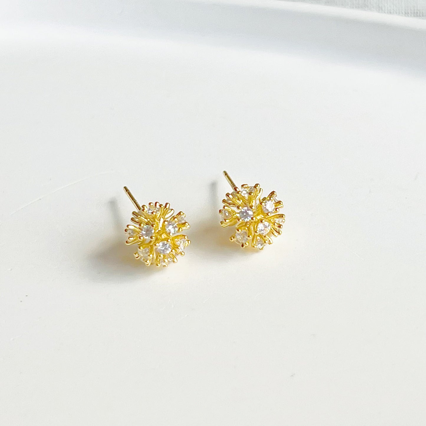 Gold Crystal Dandelion Stud Earrings-Ninaouity
