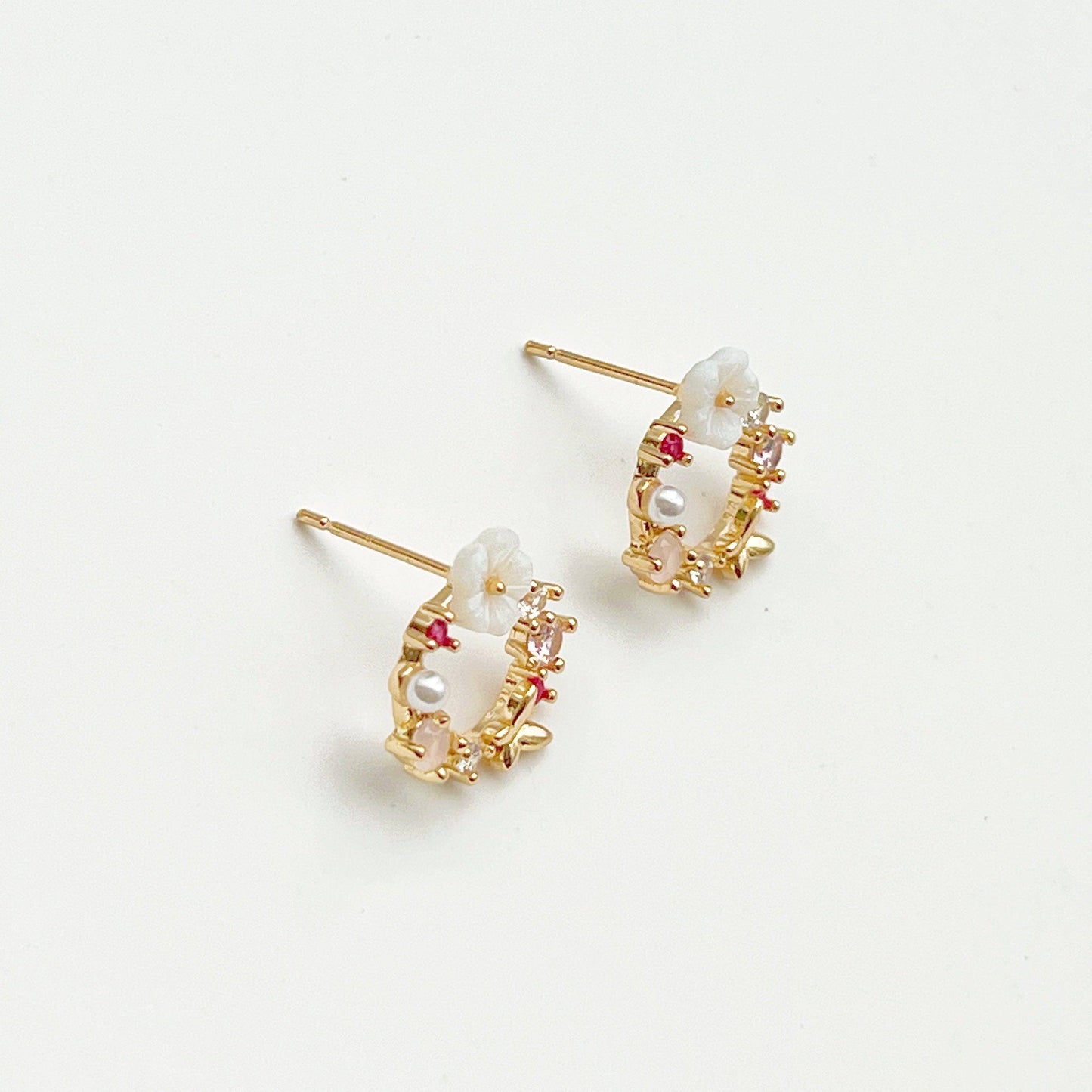 Gold Flower Wreath Earrings-Ninaouity