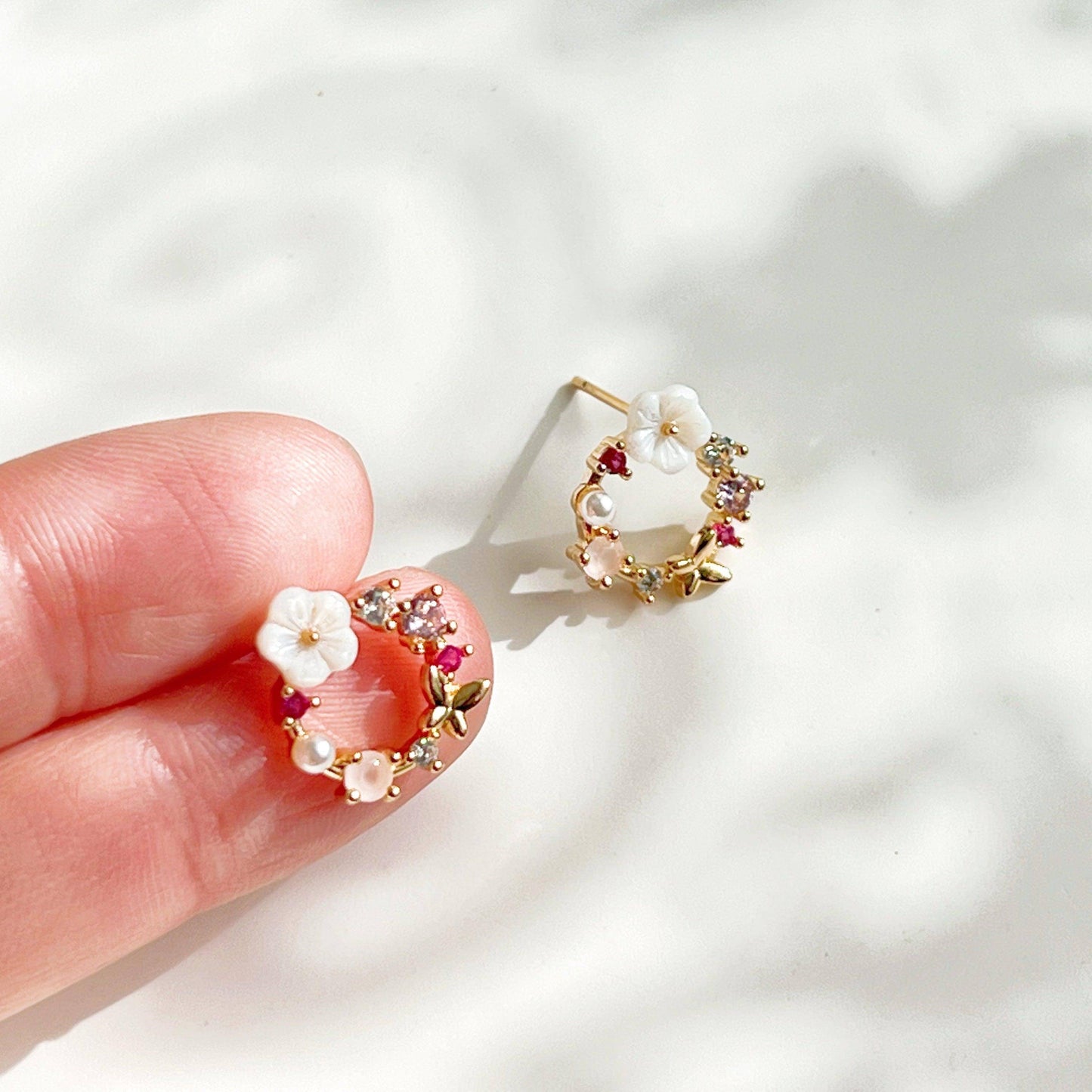 Gold Flower Wreath Earrings-Ninaouity