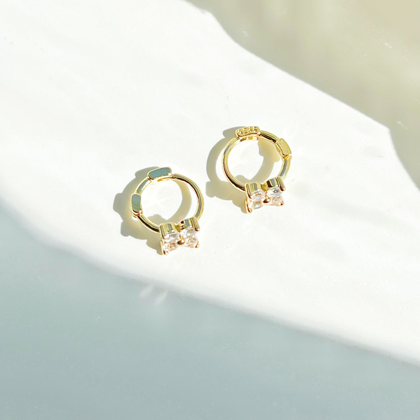 Gold Mini Hydrangea Flower Hoop Earrings-Ninaouity