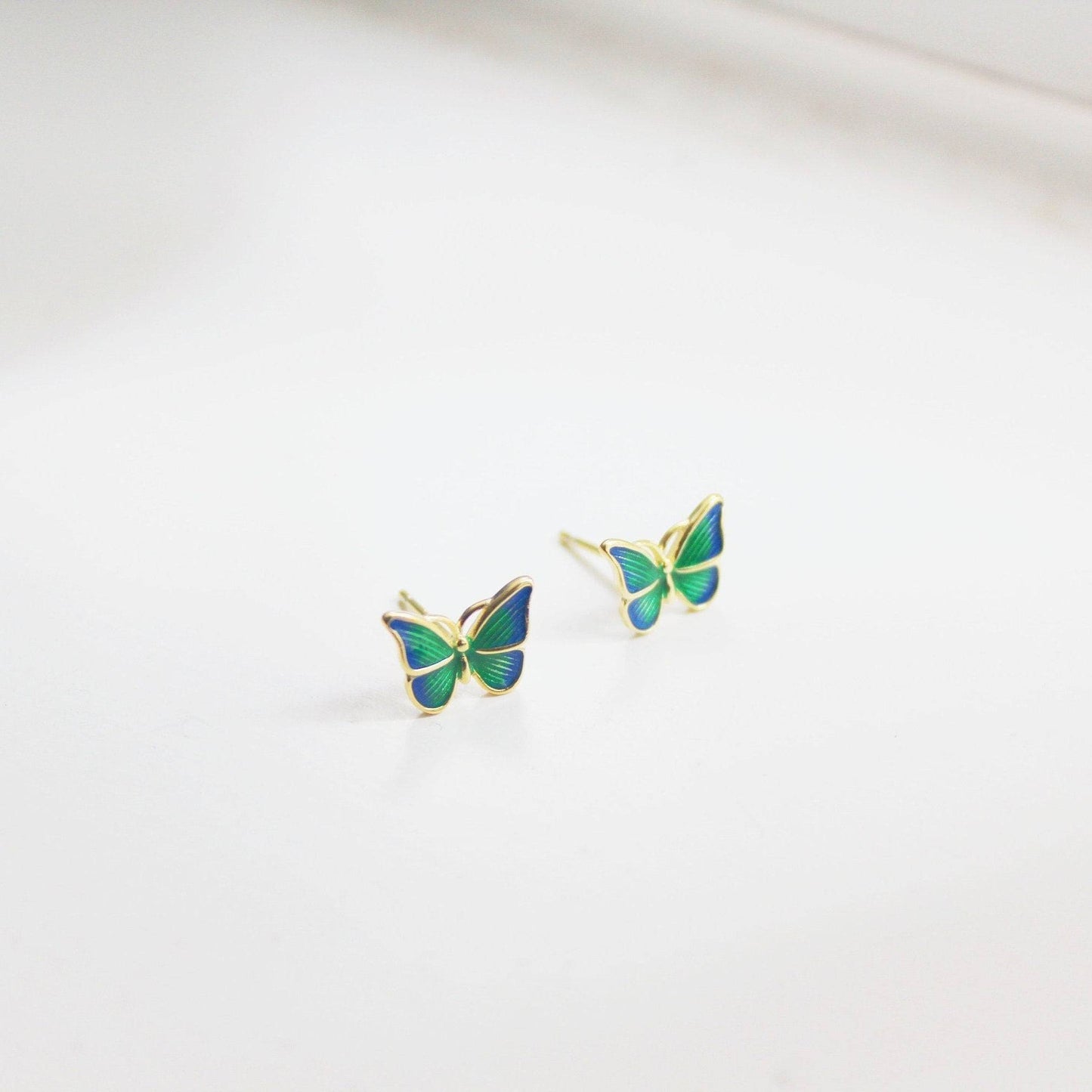 Green Hairstreak Butterflies Shape Earrings-Ninaouity