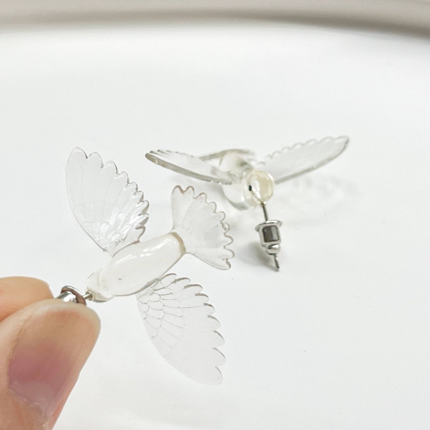 Hummingbird earrings - Clear Lucky Bird Shape Sterling Silver Stud Earrings-Ninaouity