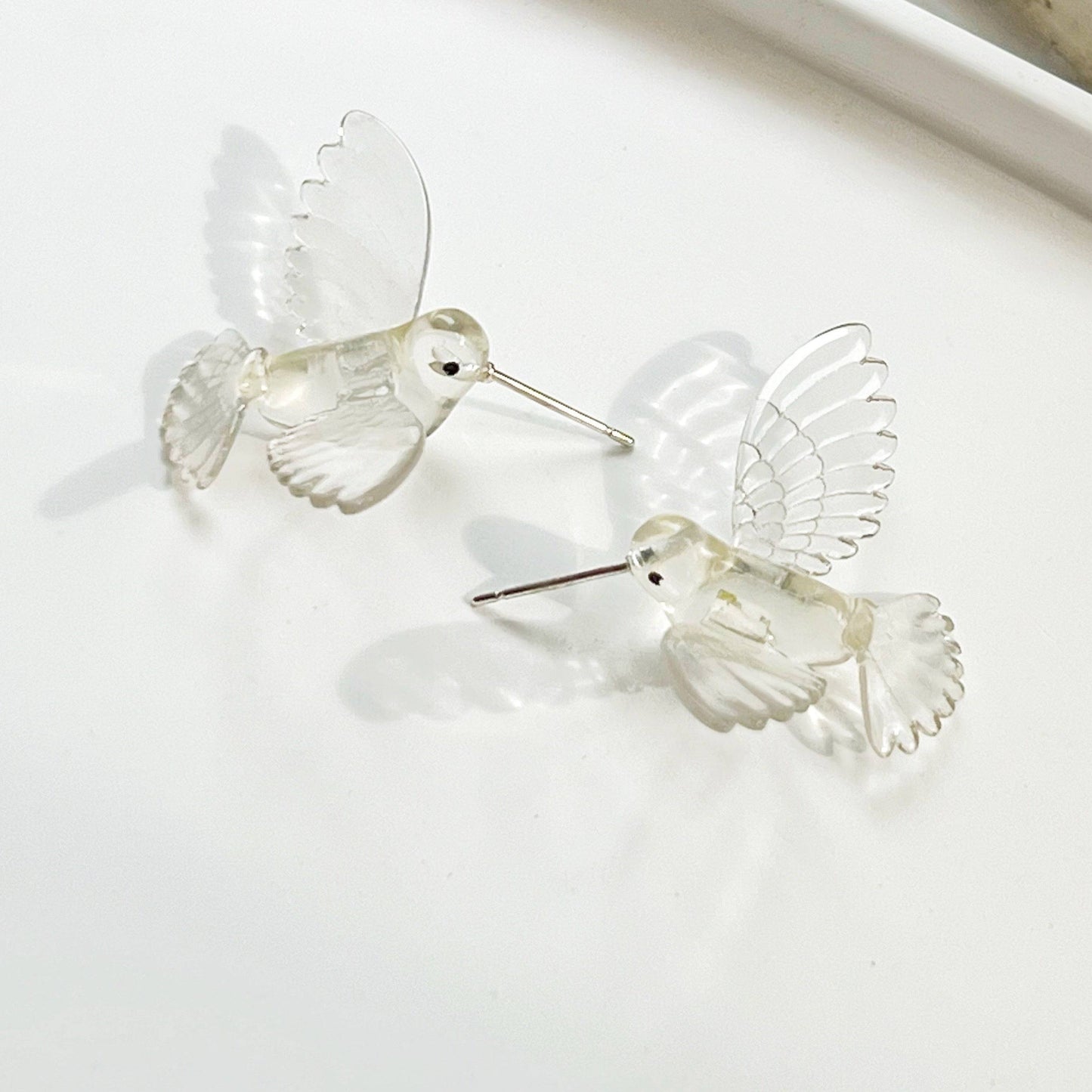 Hummingbird earrings - Clear Lucky Bird Shape Sterling Silver Stud Earrings-Ninaouity