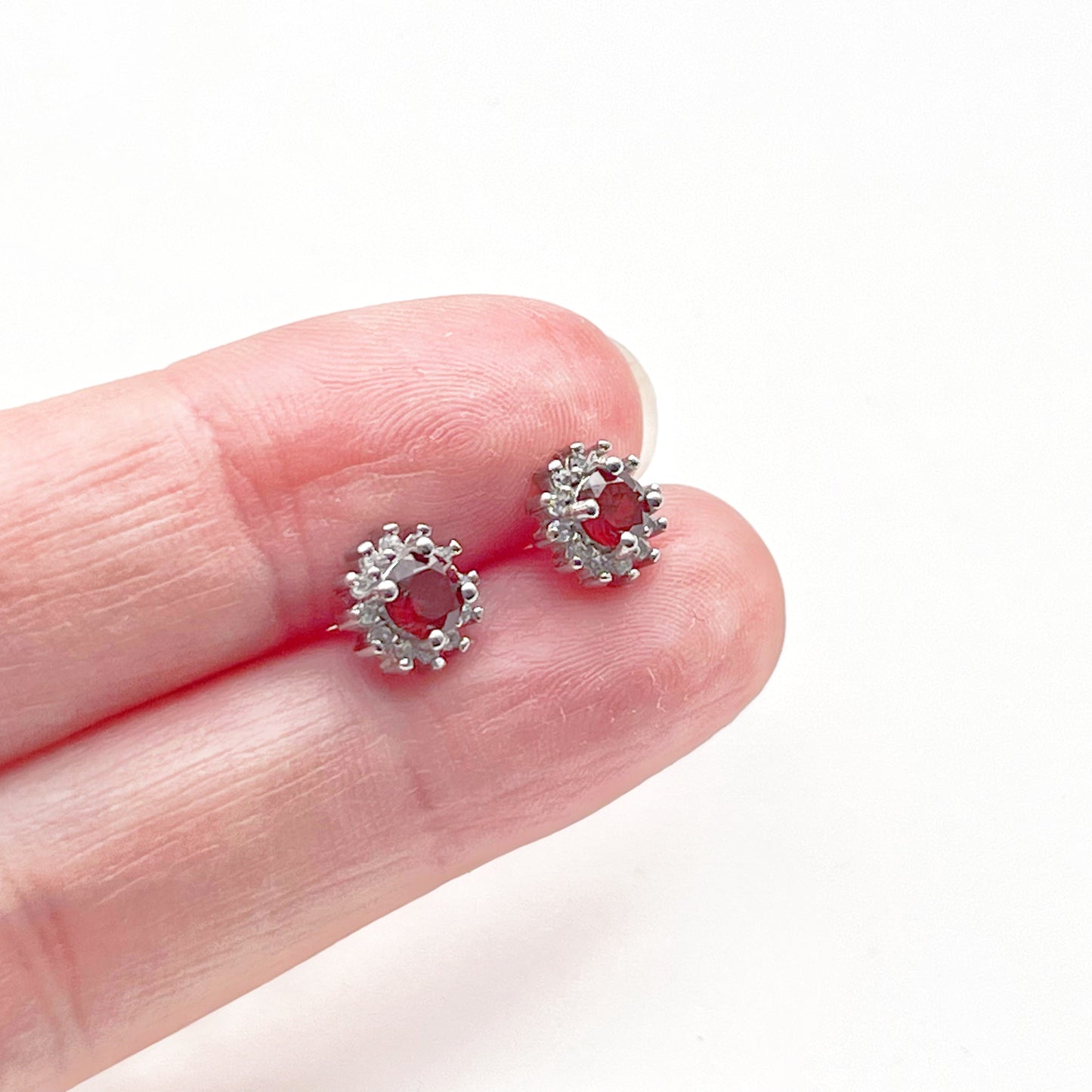 January Birthstone Garnet Silver Stud Earrings-Ninaouity