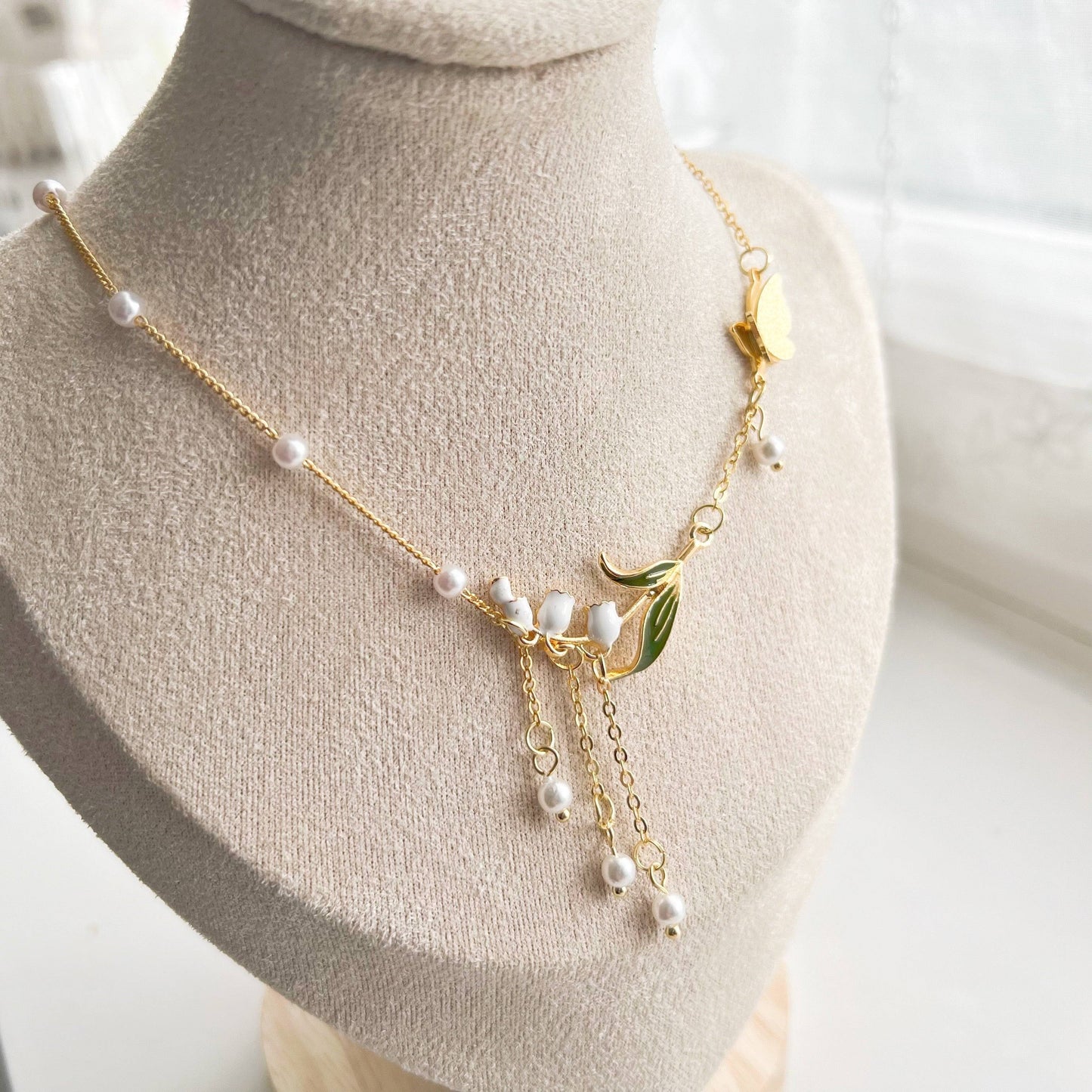 Lily of the Valley Necklace - May Birth Flower Necklace-Ninaouity