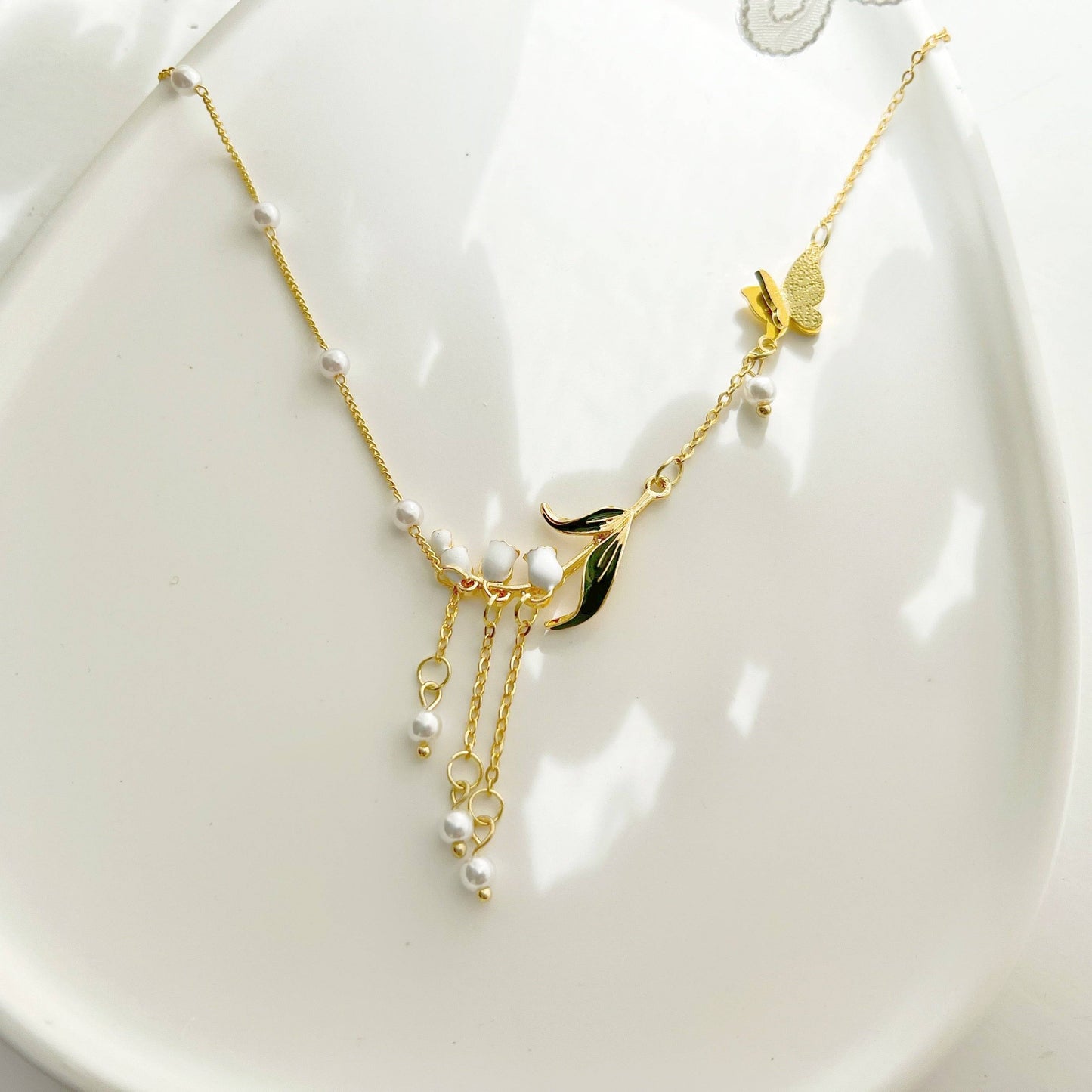 Lily of the Valley Necklace - May Birth Flower Necklace-Ninaouity