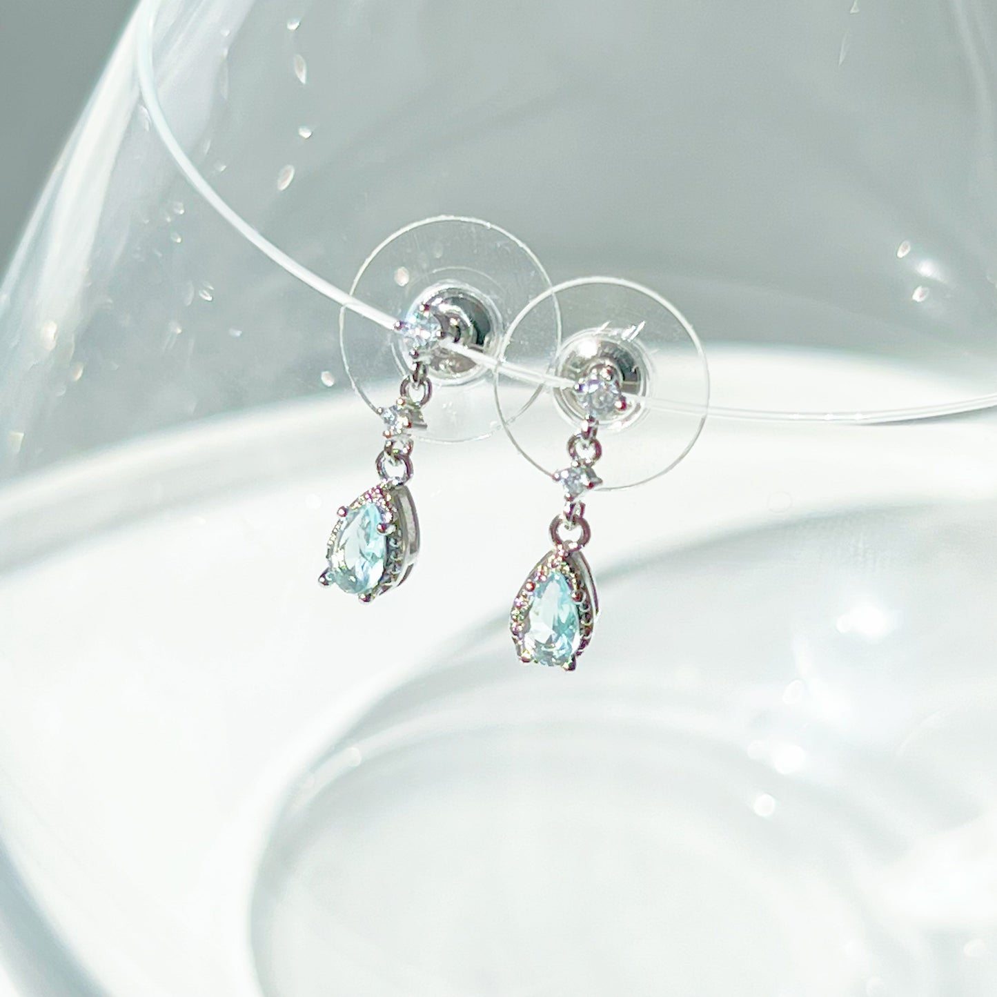Little Blue Teardrop Crystal Earrings-Ninaouity