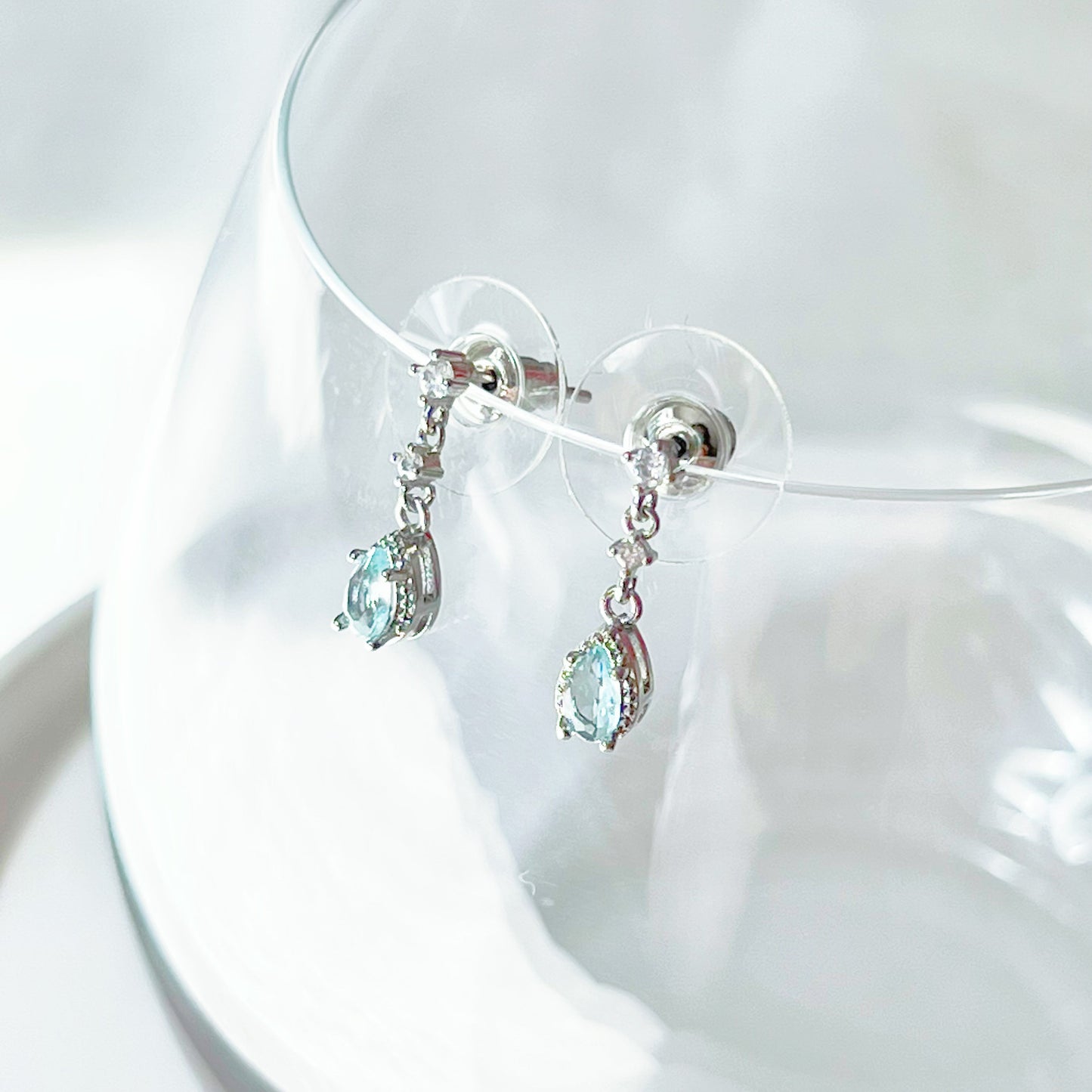 Little Blue Teardrop Crystal Earrings-Ninaouity