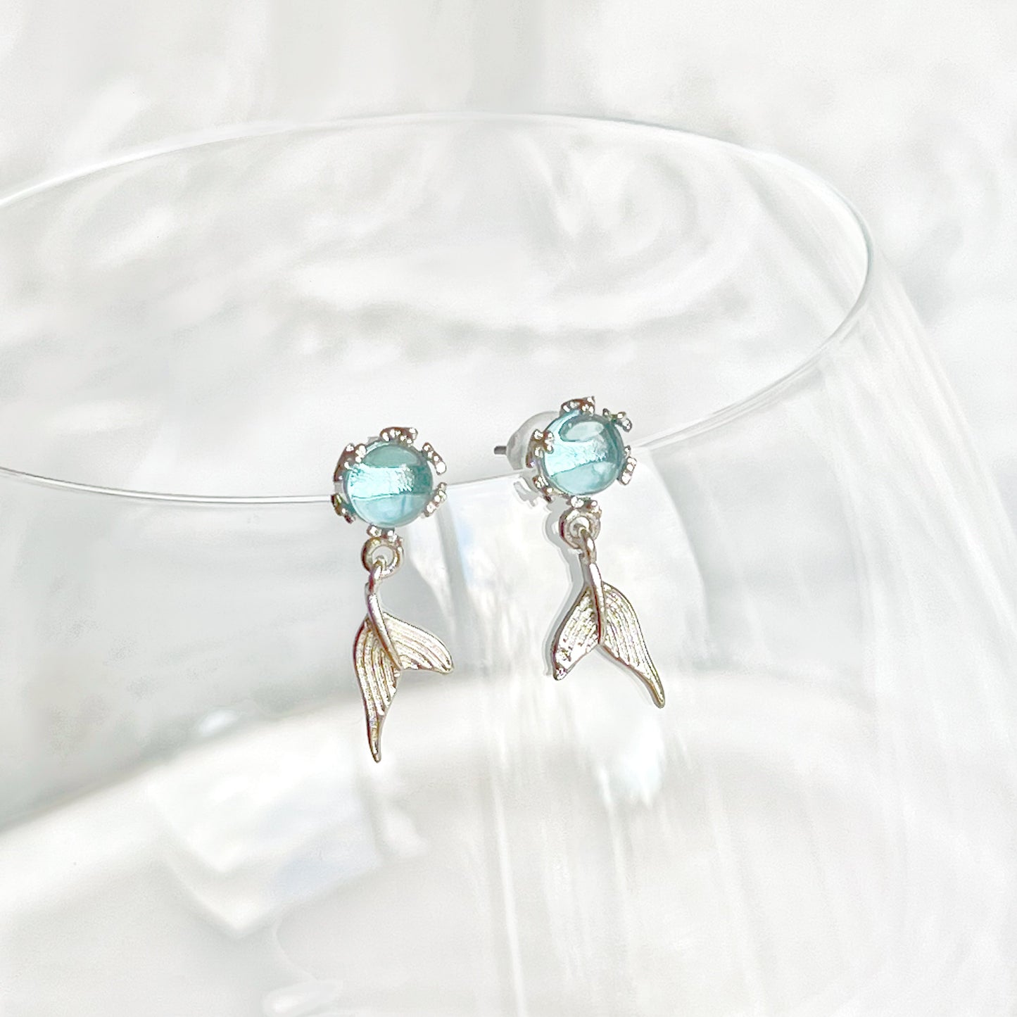 Mermaid Tail Sterling Silver Earrings-Ninaouity