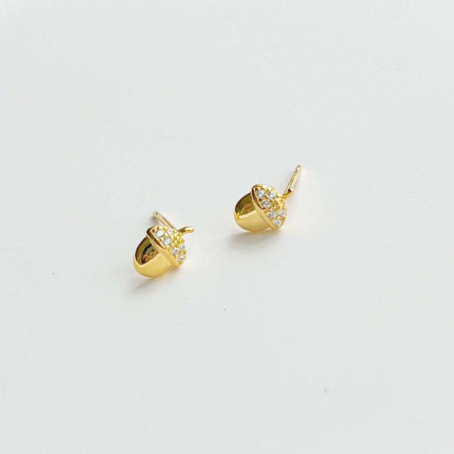 Mini Golden Nuts Earrings - Tiny Size Sterling Silver Stud Earrings-Ninaouity