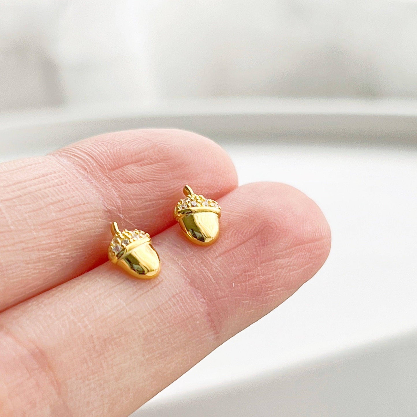 Mini Golden Nuts Earrings - Tiny Size Sterling Silver Stud Earrings-Ninaouity