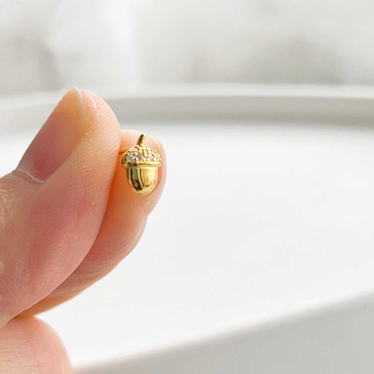Mini Golden Nuts Earrings - Tiny Size Sterling Silver Stud Earrings-Ninaouity