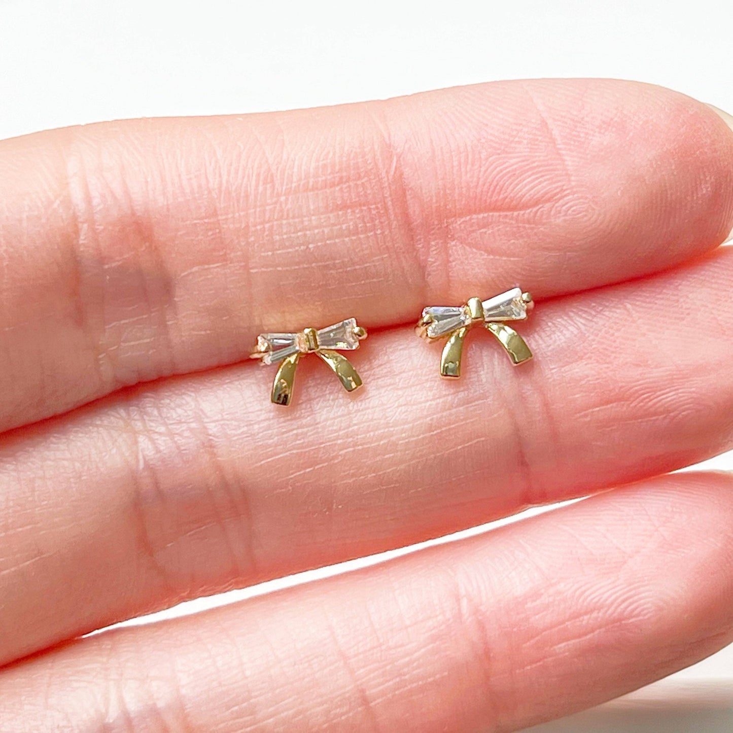 Mini Zircon Bow Tie Earrings-Ninaouity