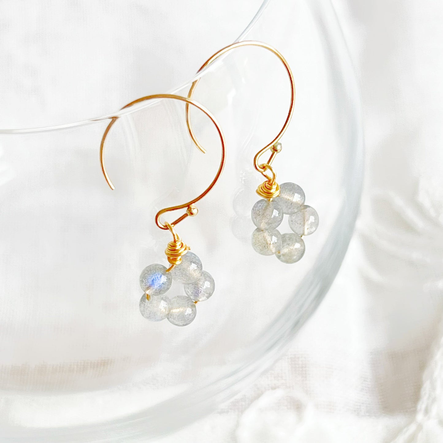 Moonstones into a Flower Earrings June Birthstone Gift-Ninaouity