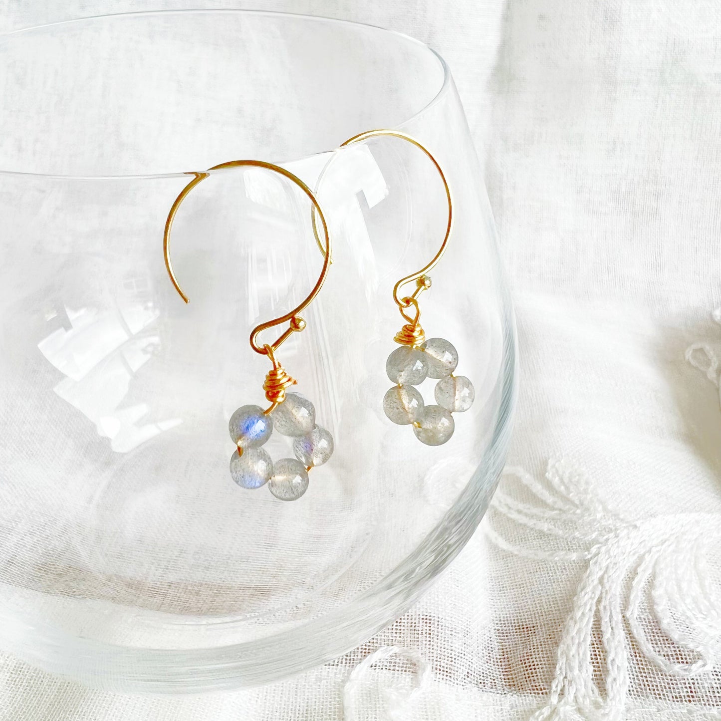 Moonstones into a Flower Earrings June Birthstone Gift-Ninaouity