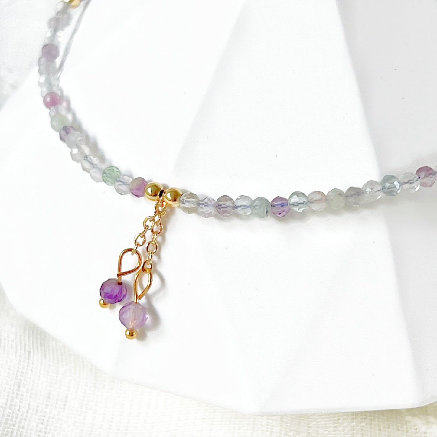 Natural Fluorite Gemstone Beaded Anklet-Ninaouity