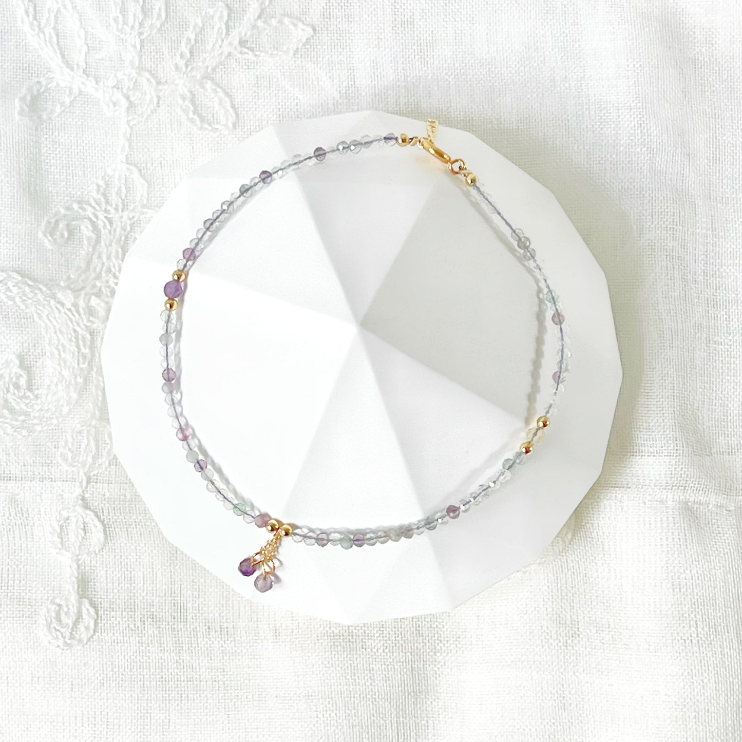 Natural Fluorite Gemstone Beaded Anklet-Ninaouity