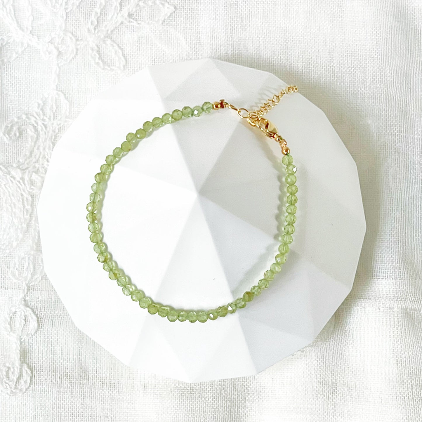 Natural Green Peridot Beaded Bracelet-Ninaouity