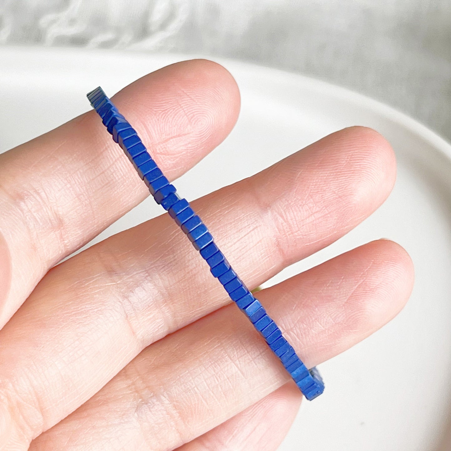 Natural Lapis lazuli Square Beaded Bracelet-Ninaouity