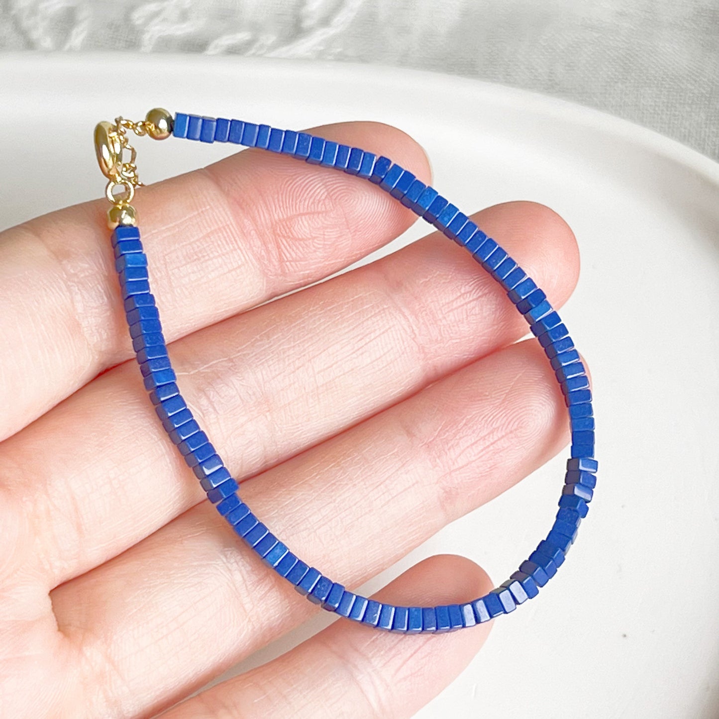 Natural Lapis lazuli Square Beaded Bracelet-Ninaouity