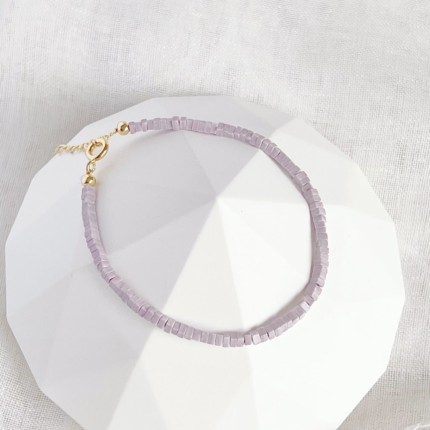 Natural Purple Mica Square Beaded Bracelet-Ninaouity