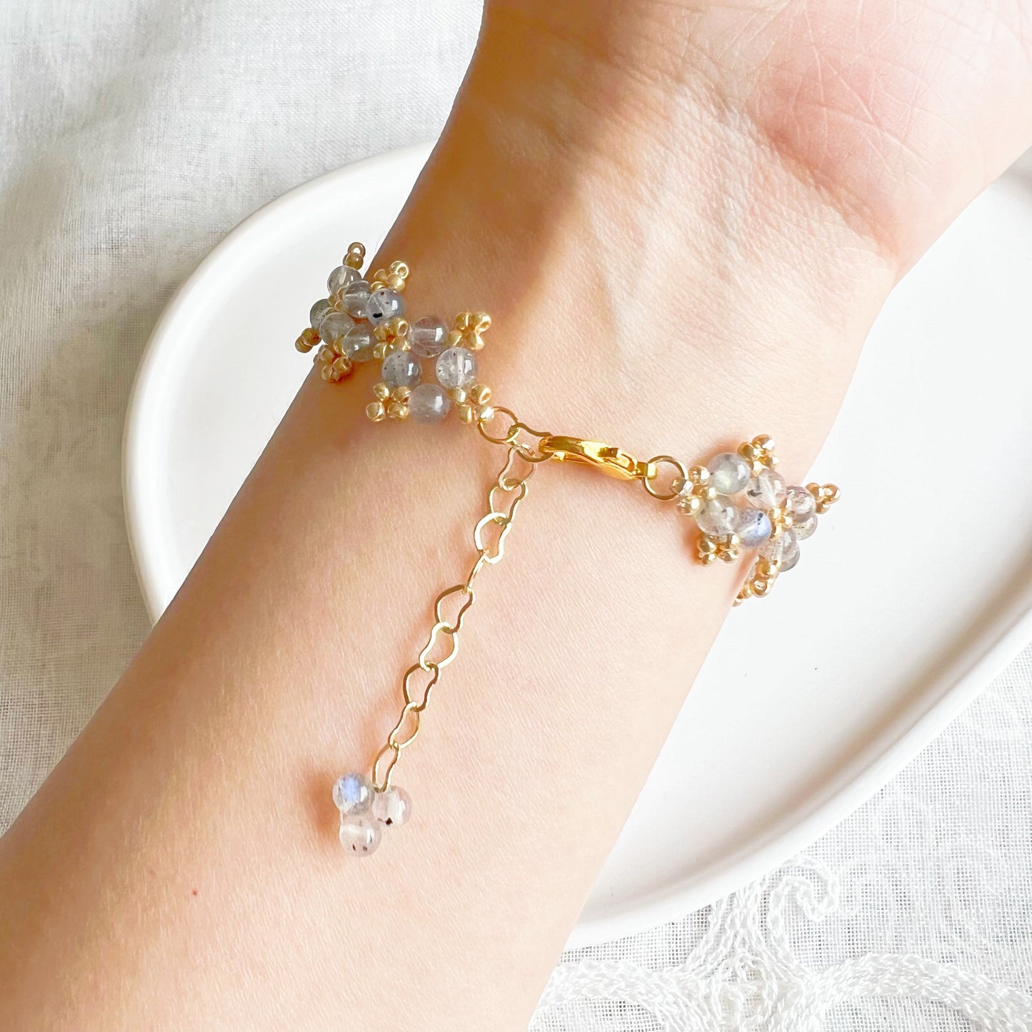 Natural Rainbow Moonstone Beaded Bracelet-Ninaouity