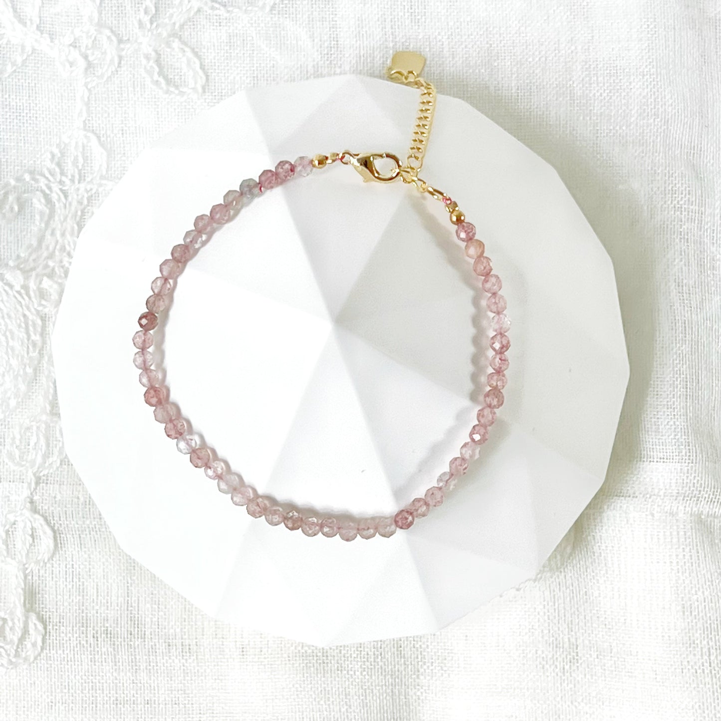 Natural Strawberry Quartz Beaded Bracelet-Ninaouity