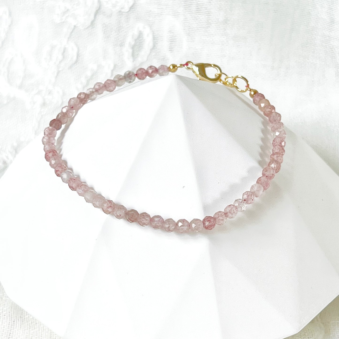 Natural Strawberry Quartz Beaded Bracelet-Ninaouity