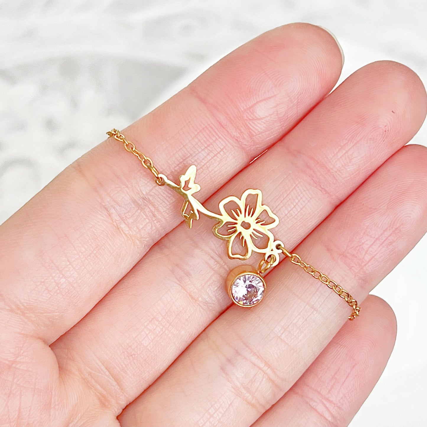 October Birth Flower Cosmos Bracelet-Ninaouity