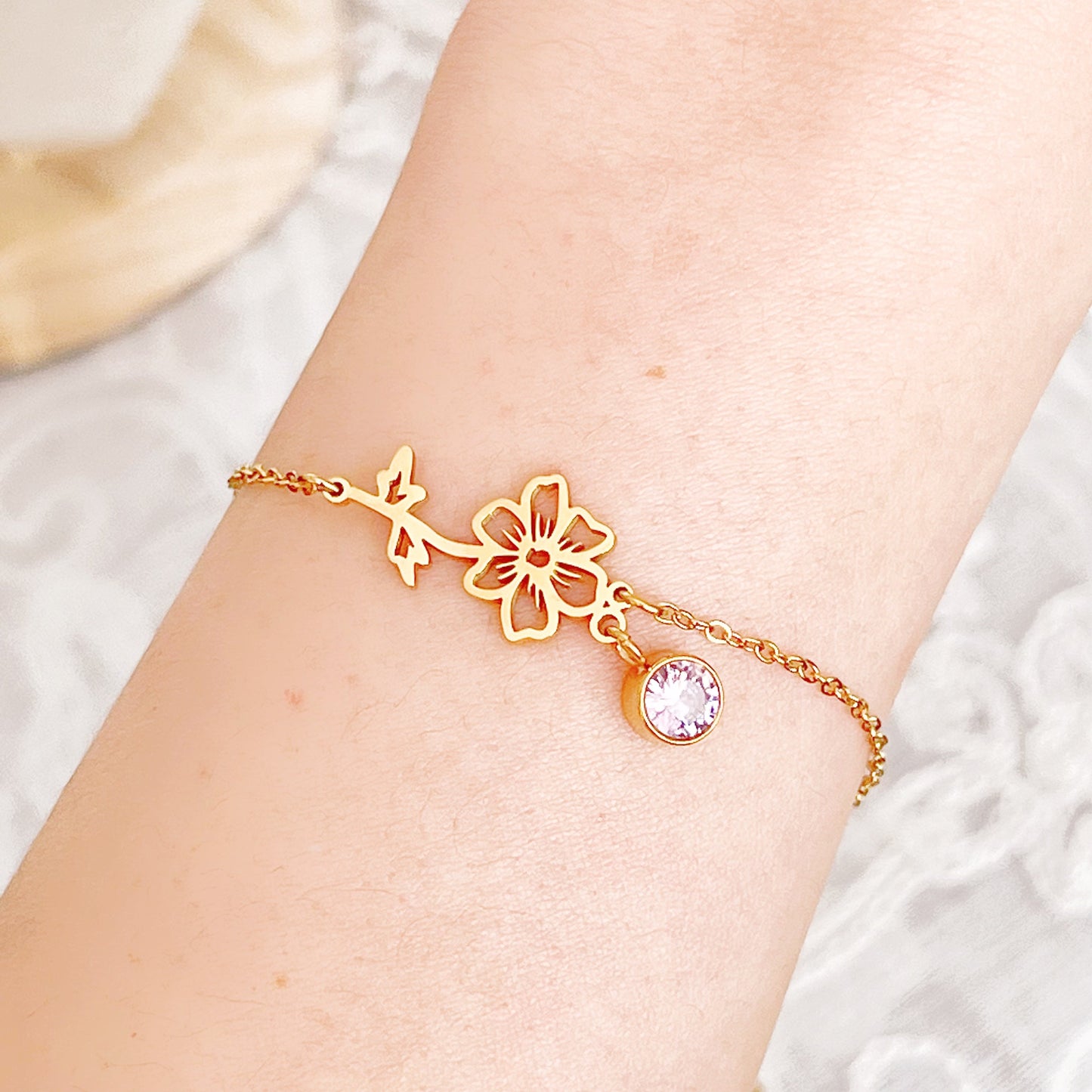 October Birth Flower Cosmos Bracelet-Ninaouity