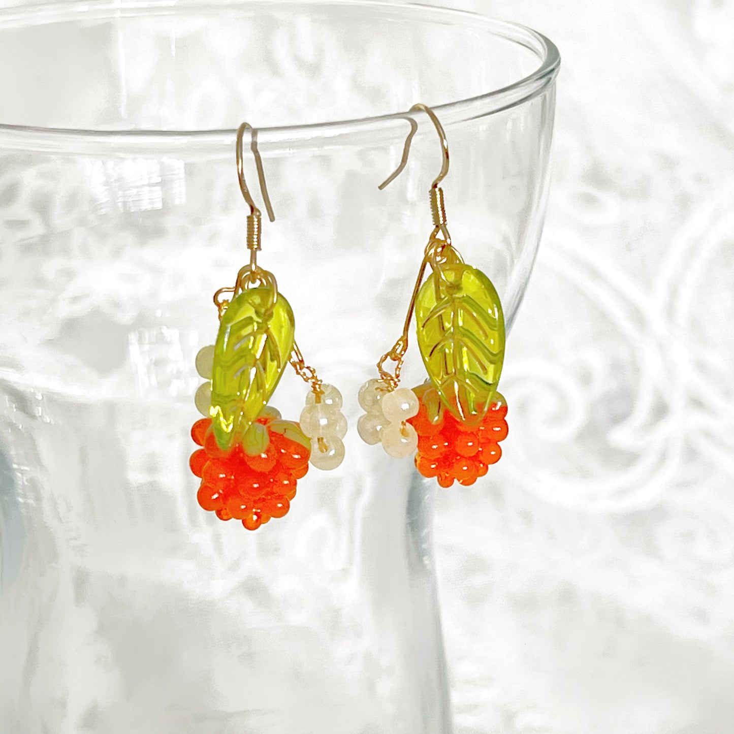 Orange Wild Berry Drop Earrings-Ninaouity