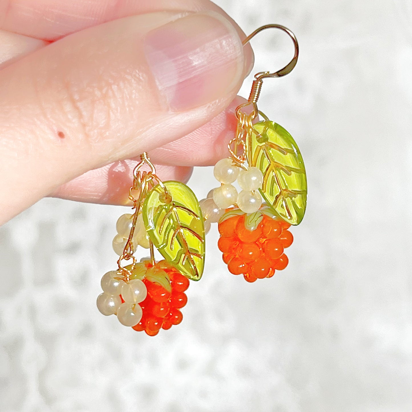 Orange Wild Berry Drop Earrings-Ninaouity