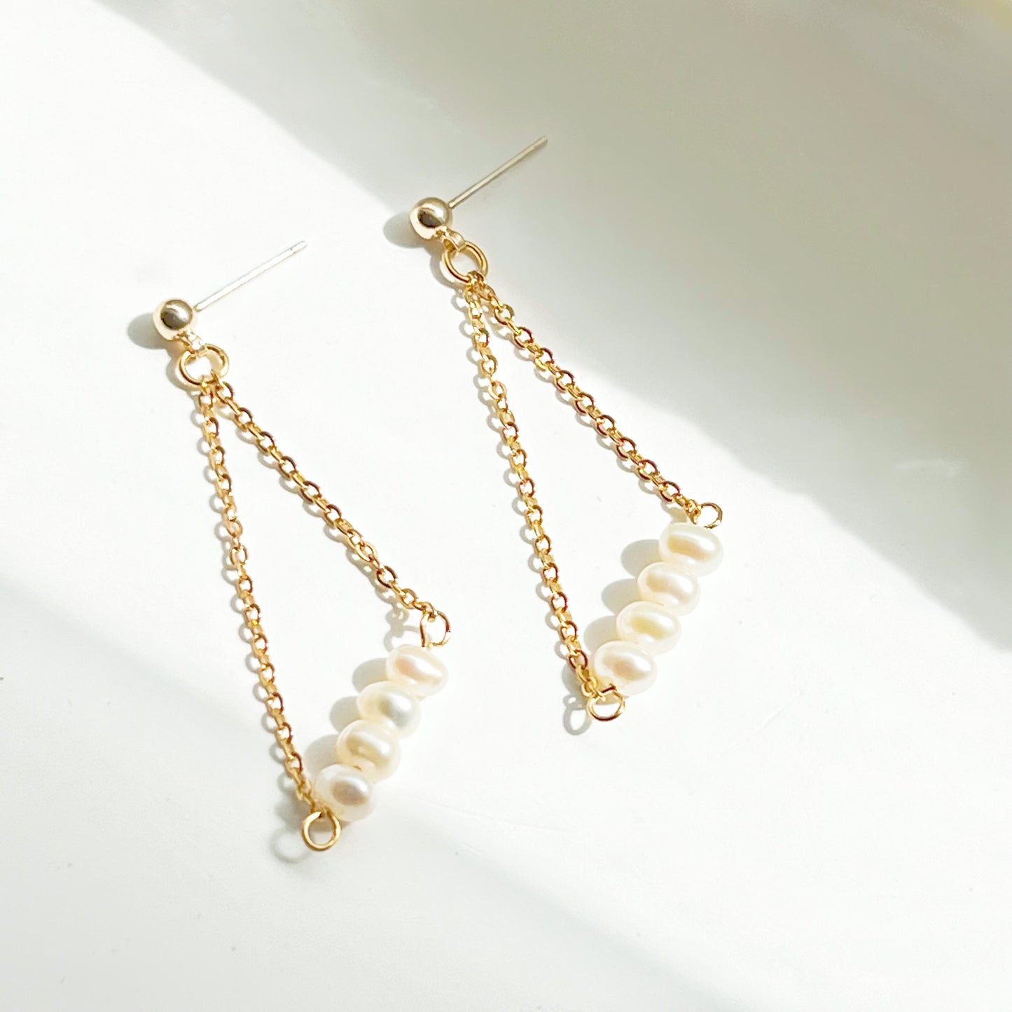 Pearl Triangle Drop Earrings-Ninaouity