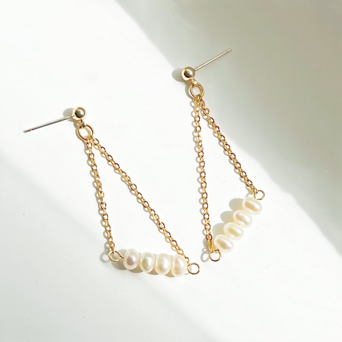 Pearl Triangle Drop Earrings-Ninaouity