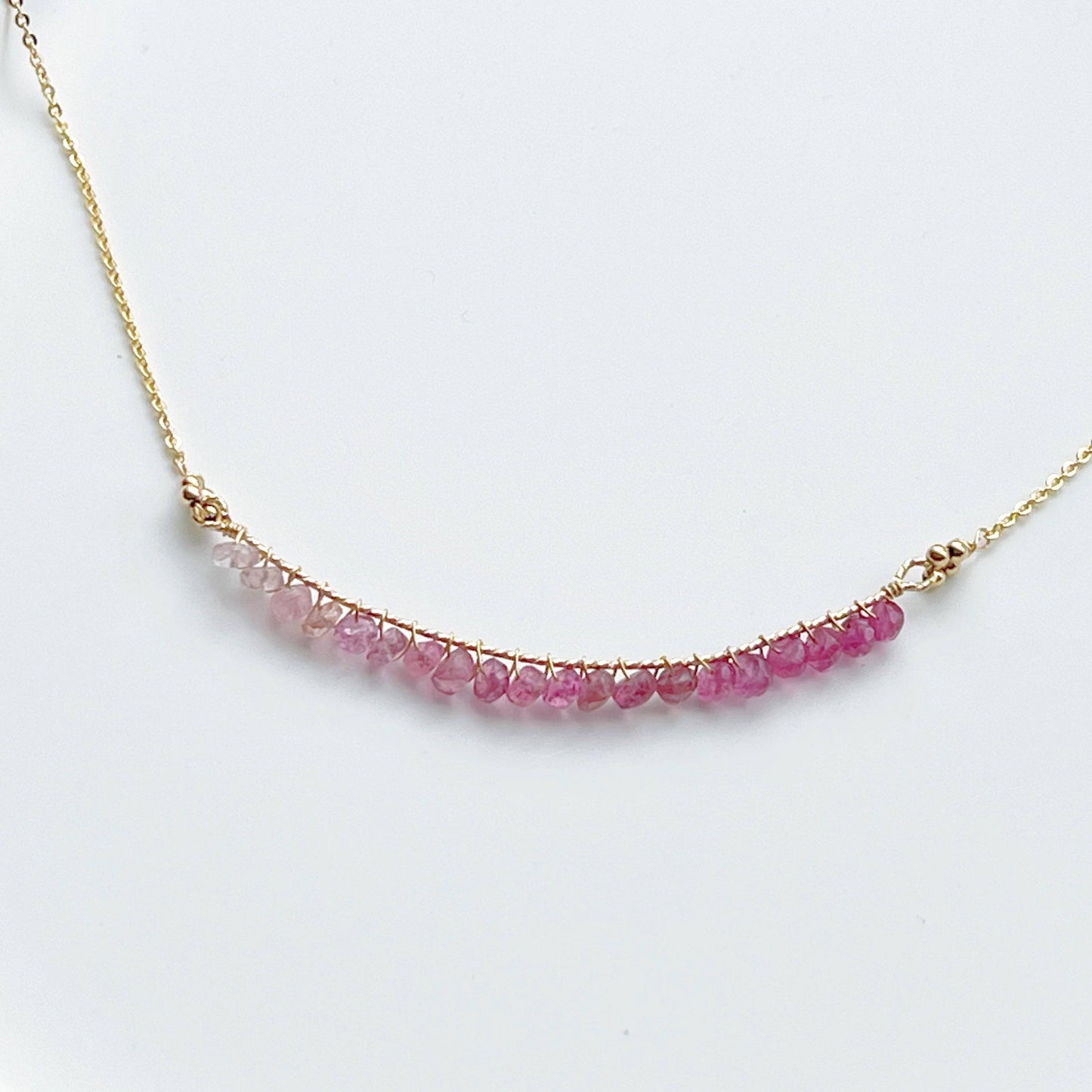 Pink Tourmaline Bar Necklace-Ninaouity