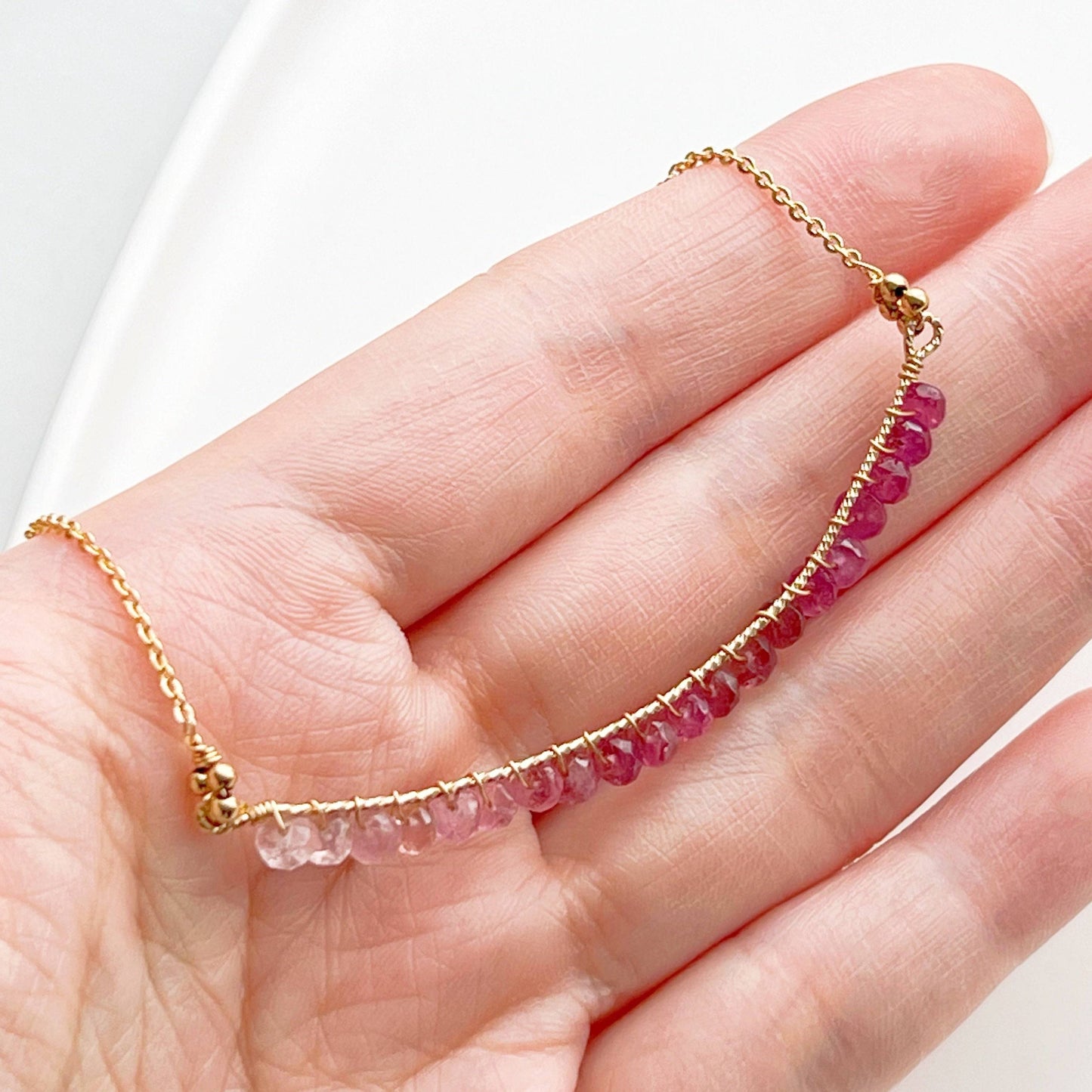 Pink Tourmaline Bar Necklace-Ninaouity